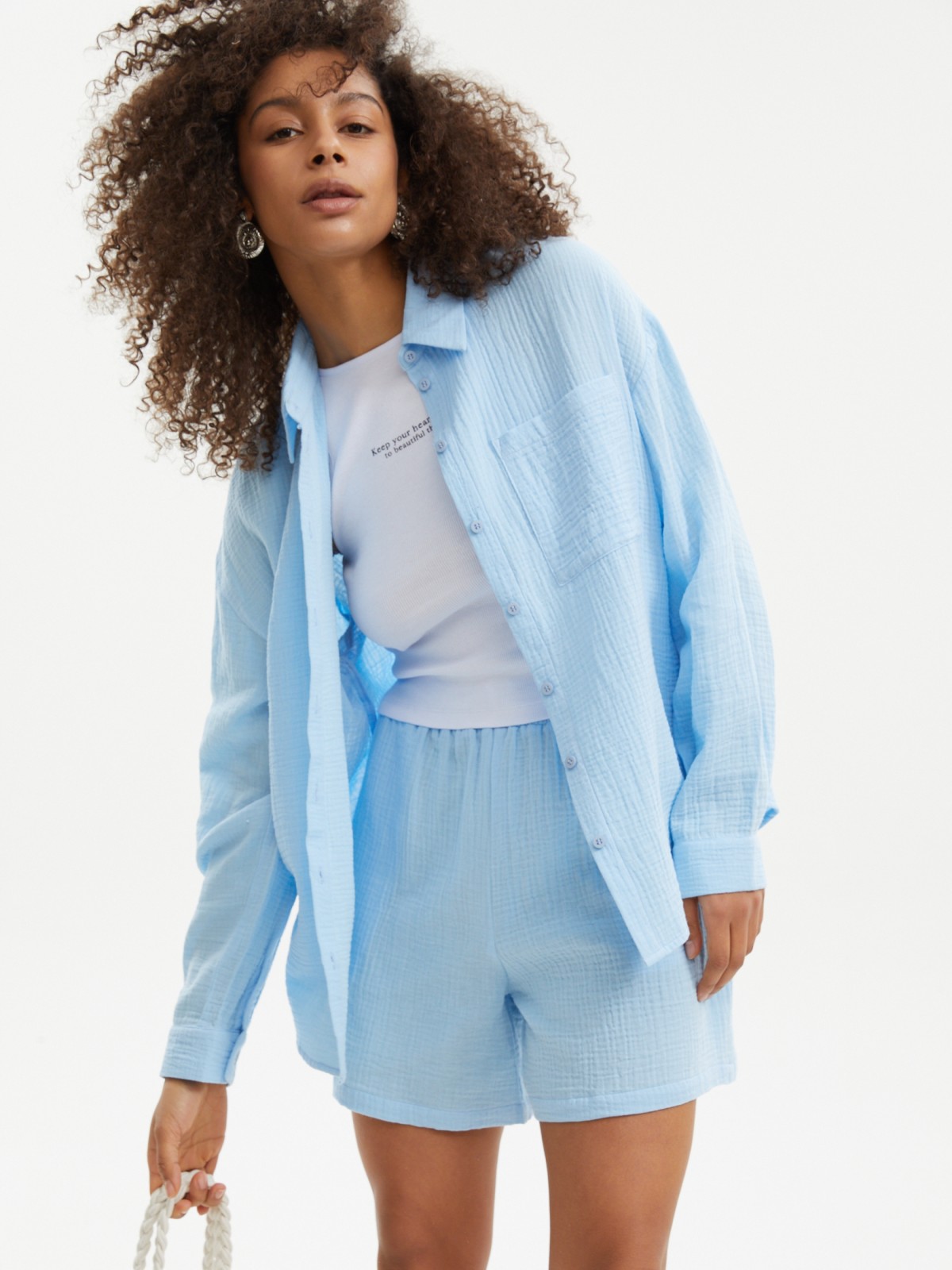 Муслиновые шорты на резинке с карманами