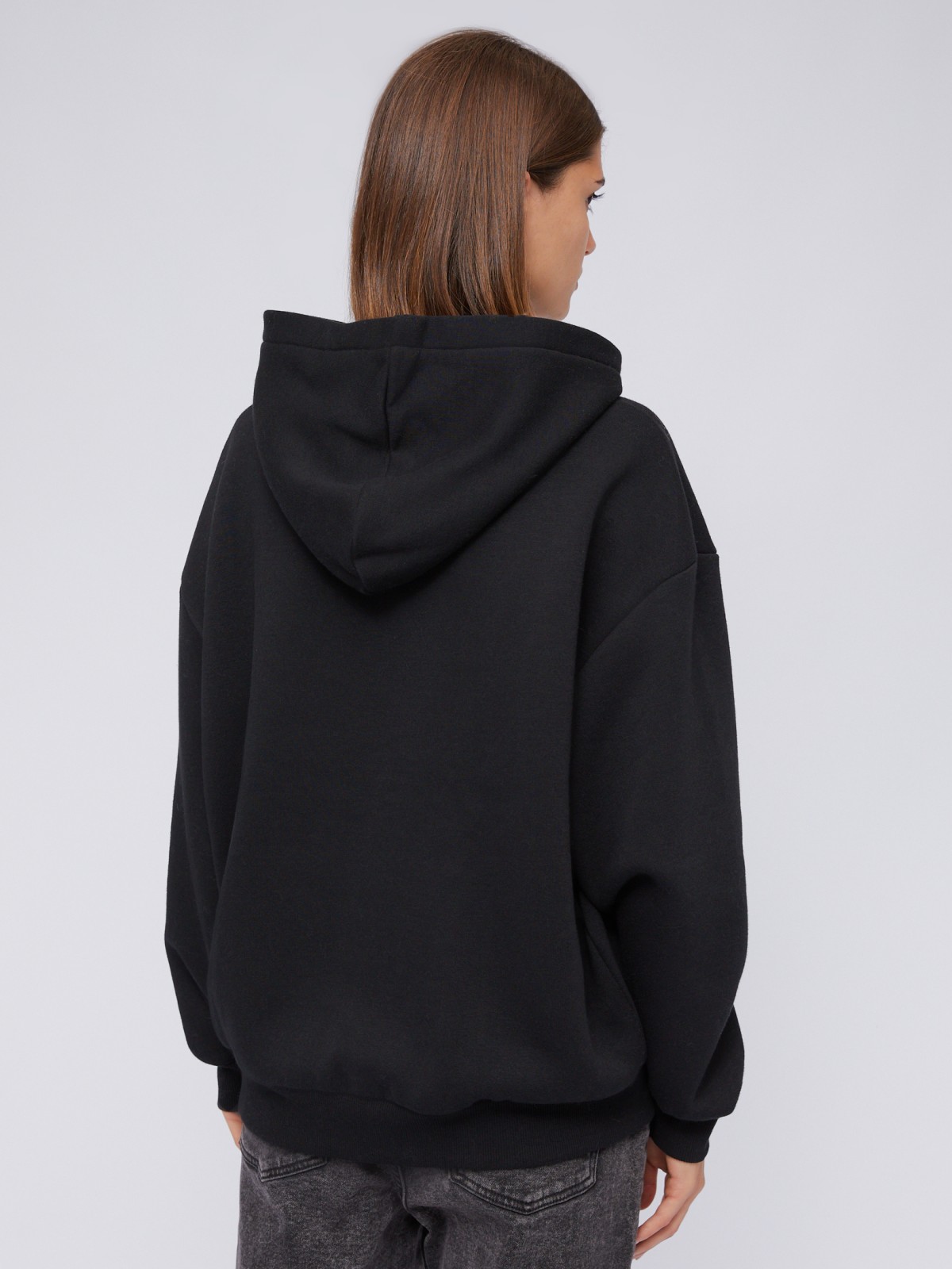 Утеплённый оверсайз худи со стразами