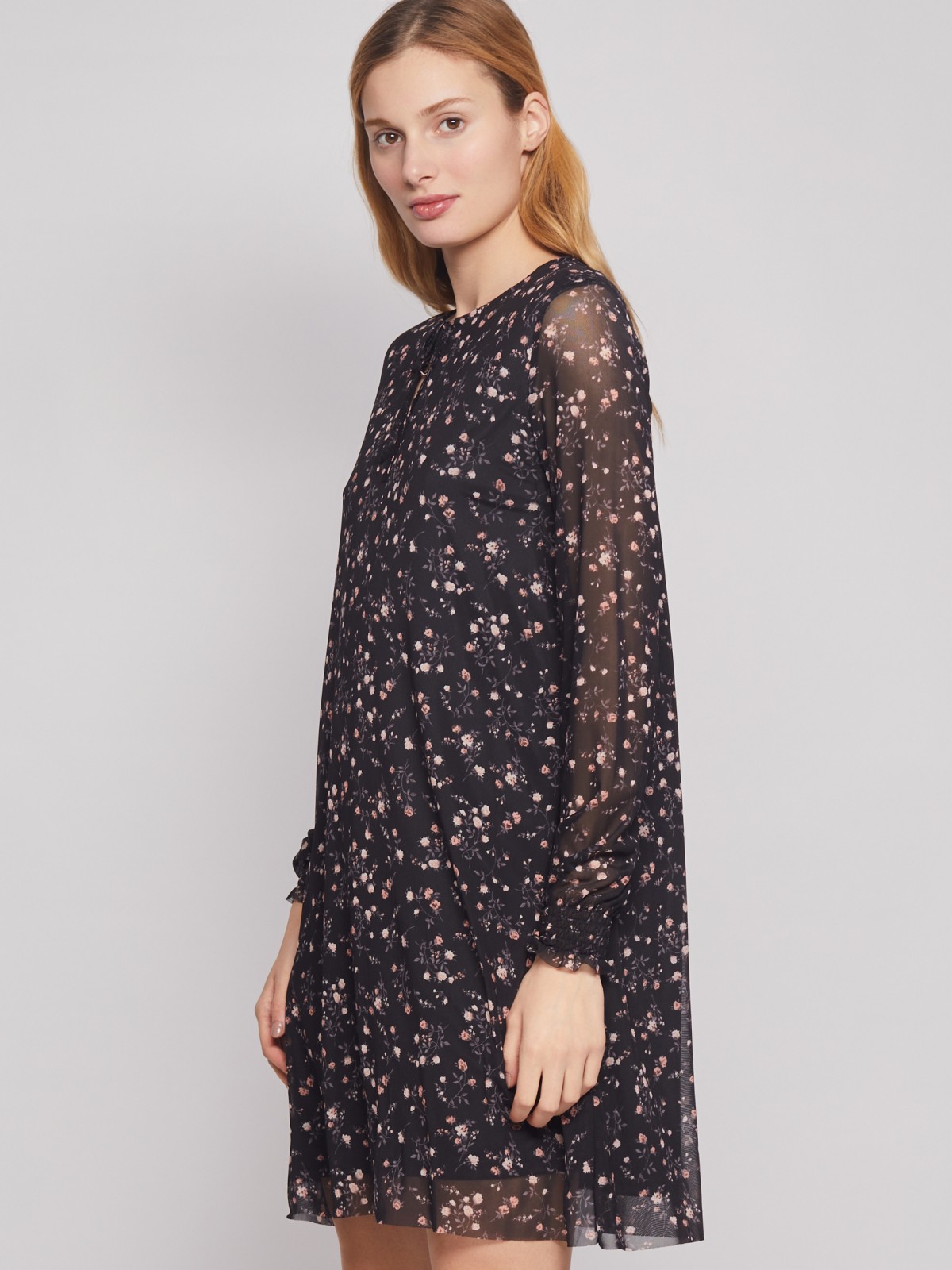 Платье мини с длинным рукавом zolla 023128159092, цвет черный, размер XS - фото 2