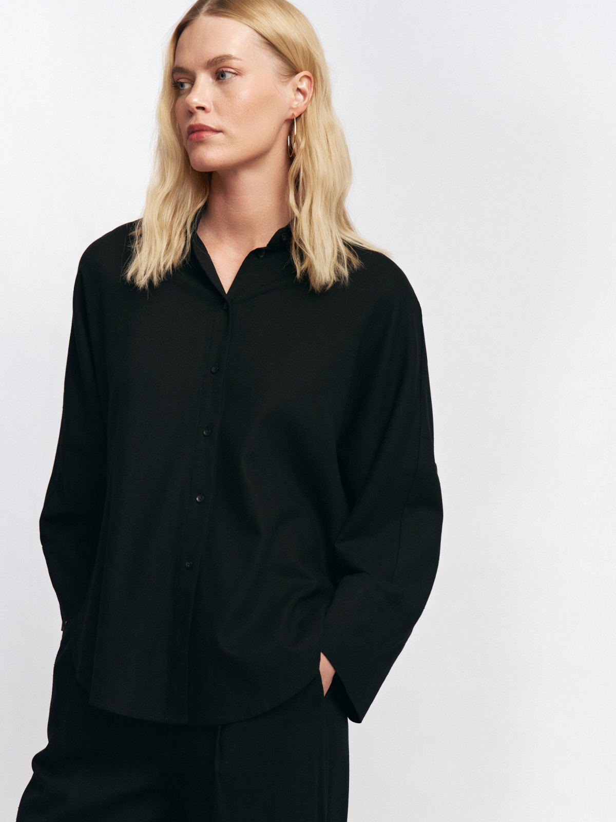 Льняная рубашка с укороченным рукавом