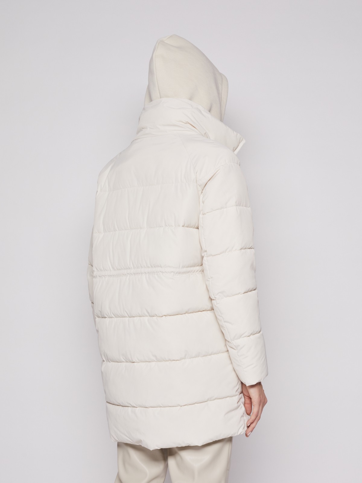 Утеплённое пальто Oversize с капюшоном и манишкой zolla 02212522J044, цвет молоко, размер XS - фото 4