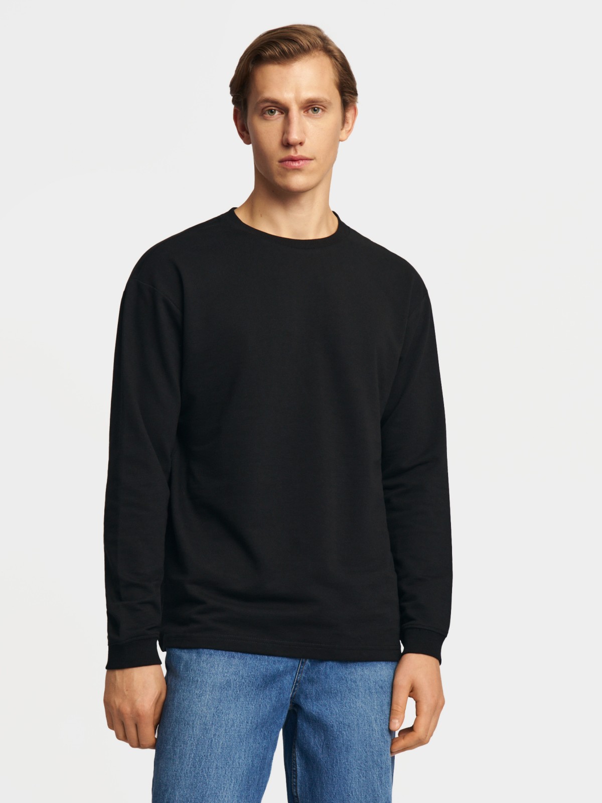 Трикотажный лонгслив из хлопка с длинным рукавом