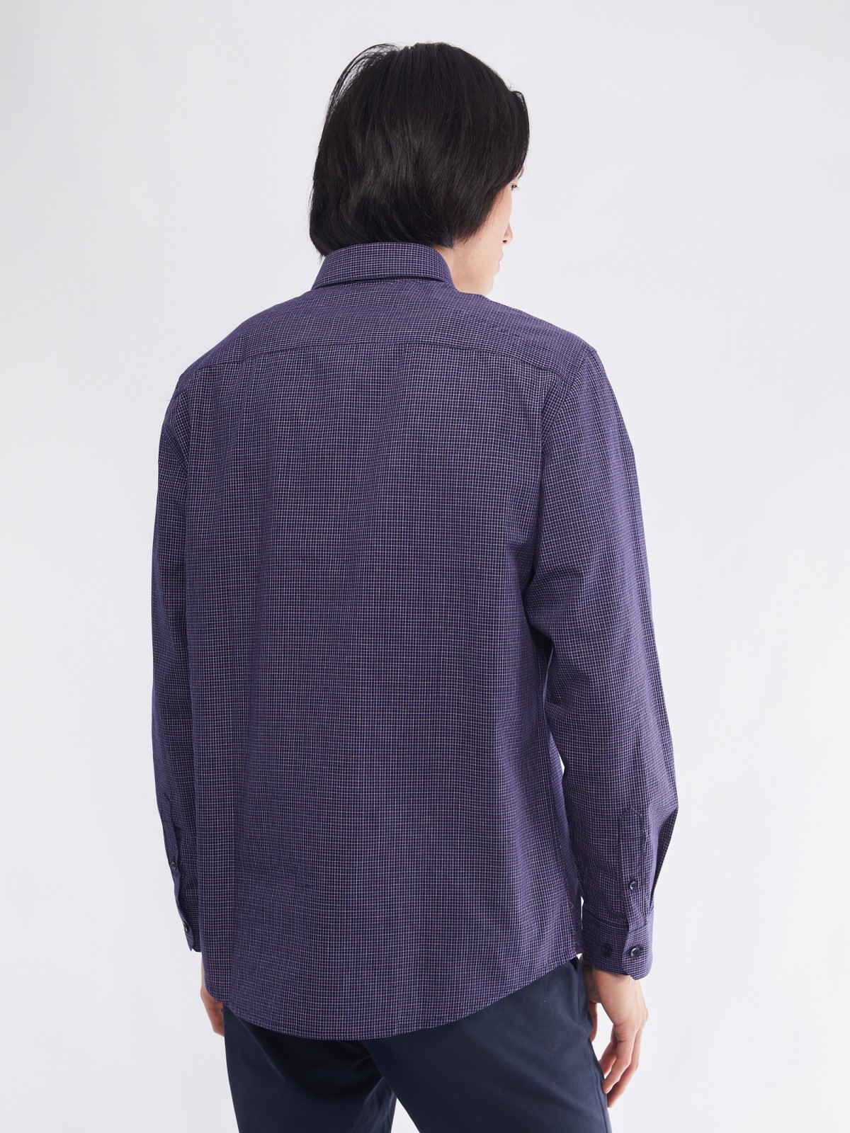 Офисная рубашка прямого силуэта с узором в клетку zolla 01411217Y022, цвет фиолетовый, размер M - фото 6