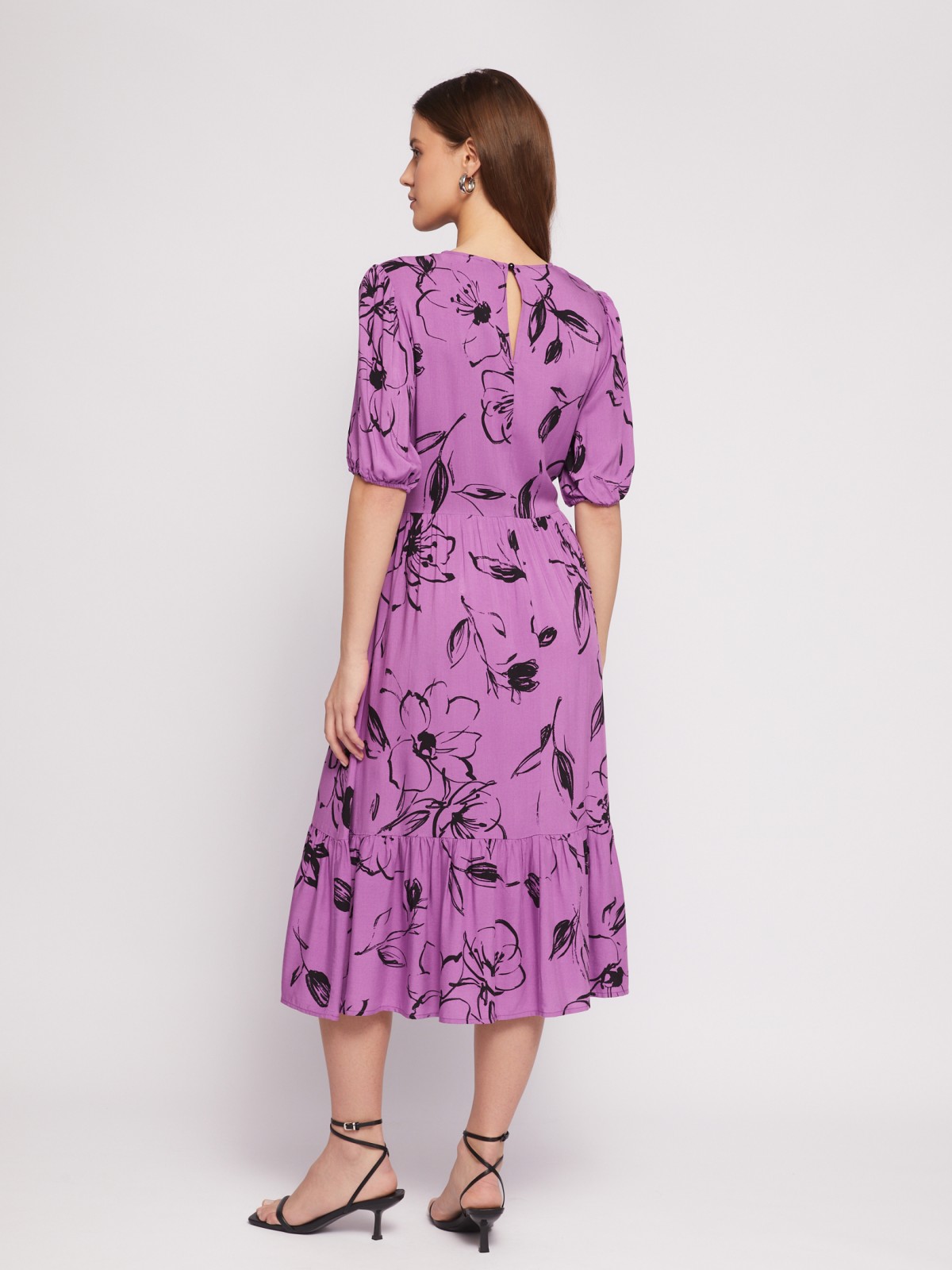 Ярусное платье миди с цветочным принтом zolla 02421827Y102, размер XS - фото 6