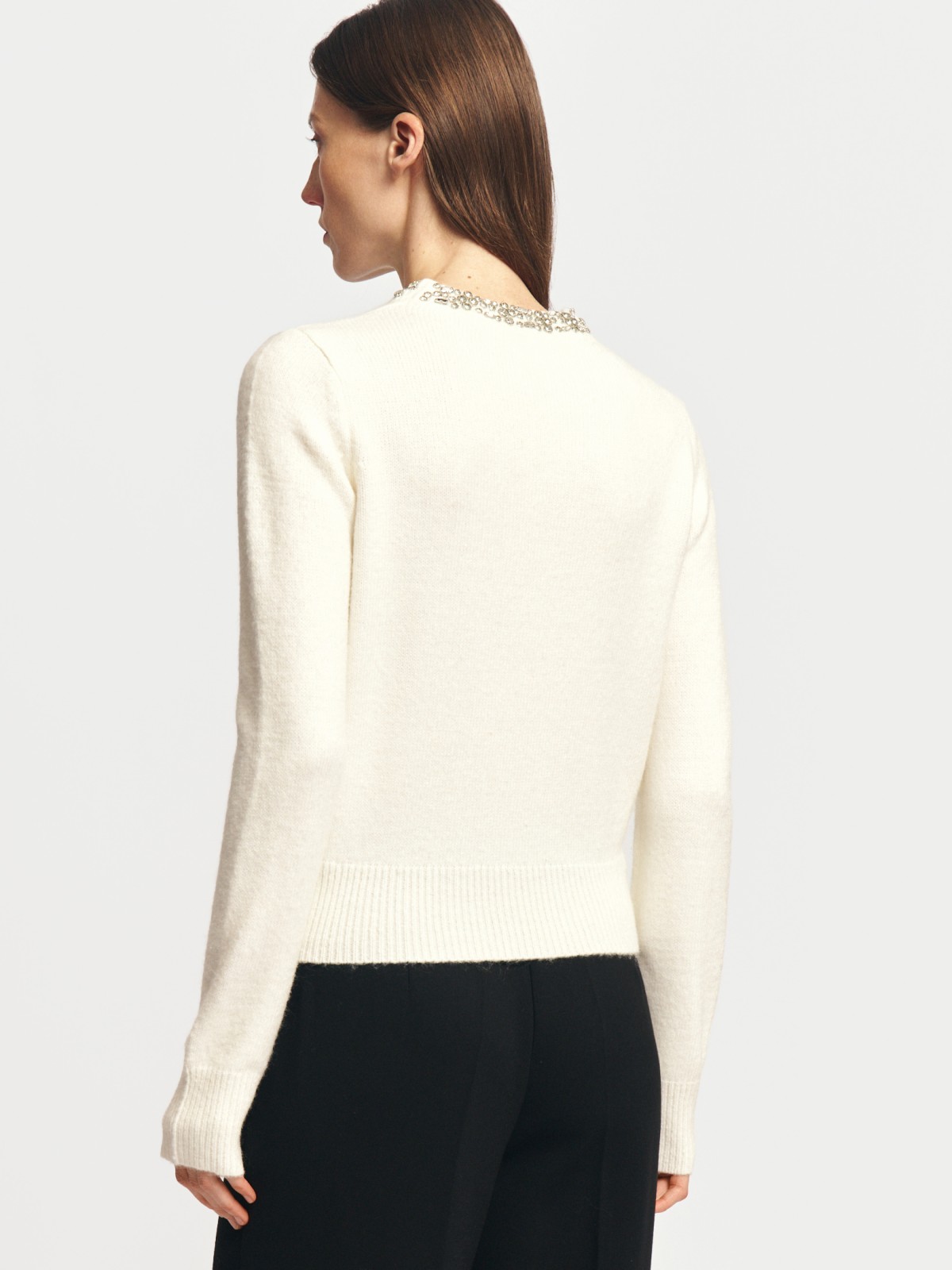 Вязаный джемпер с шерстью и стразами