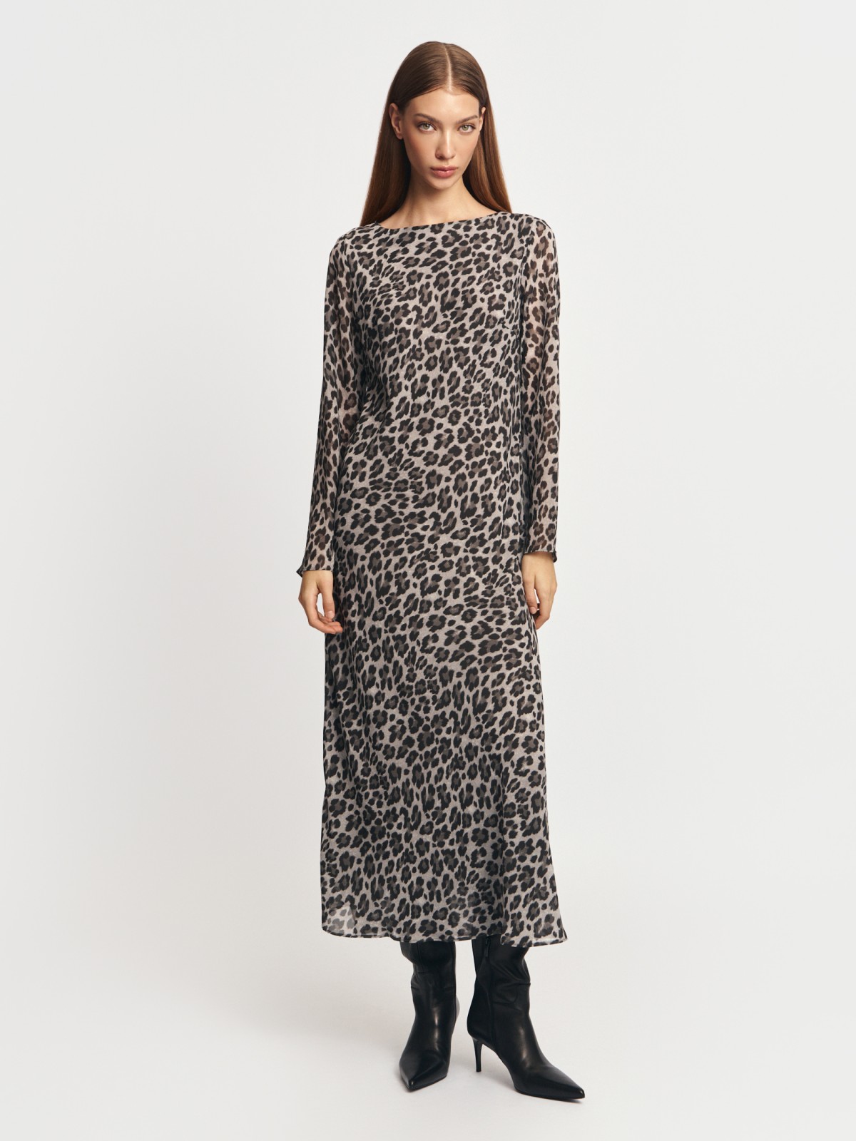 Платье миди с леопардовым принтом
