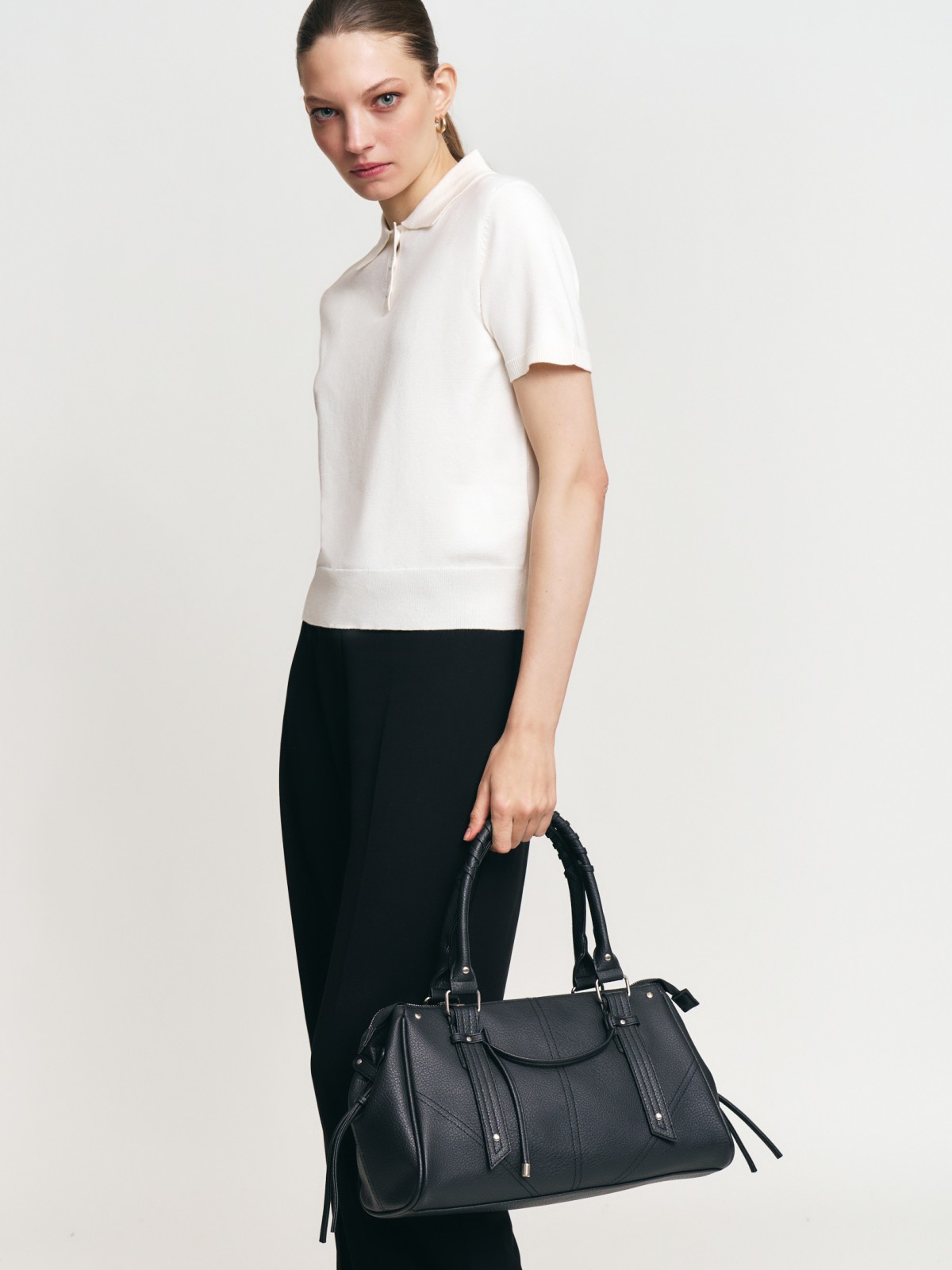 Трикотажный джемпер с воротником поло