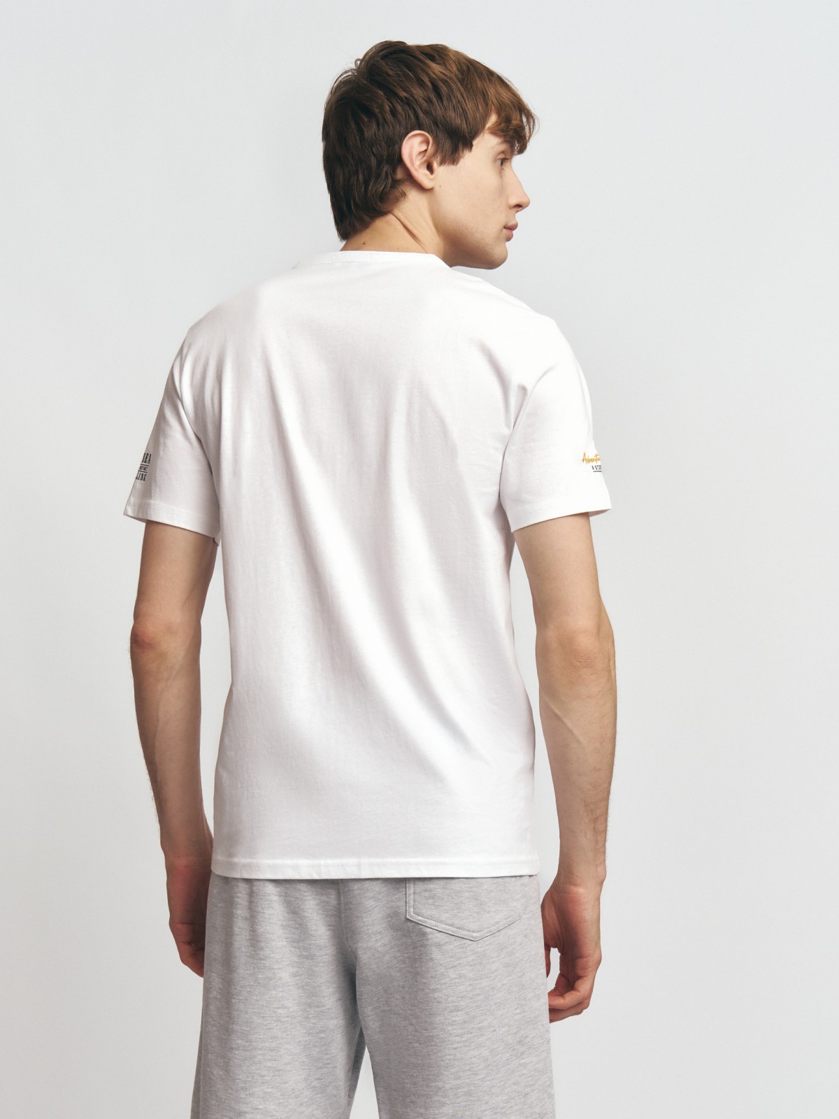 Футболка хенли из хлопка с принтом