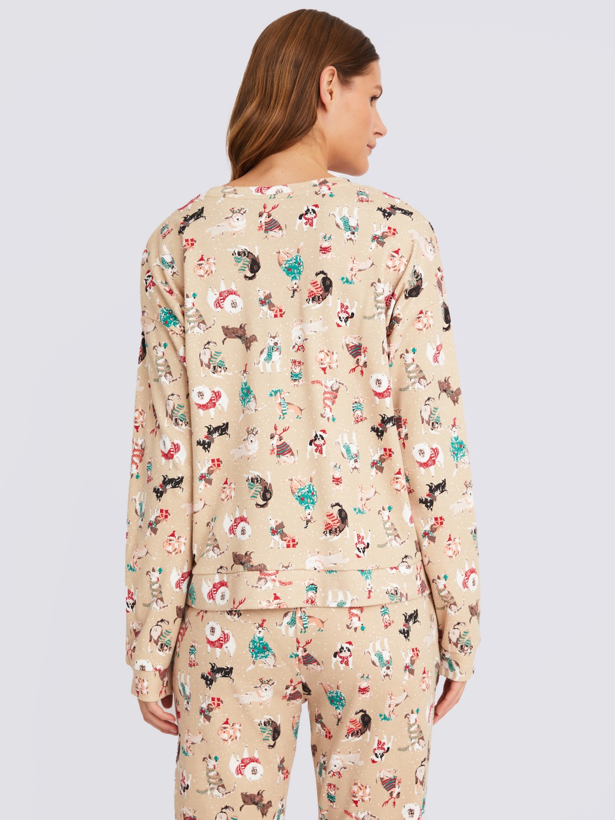 Домашний пижамный комплект (свитшот и штаны) zolla 623458792103, цвет бежевый, размер S - фото 3