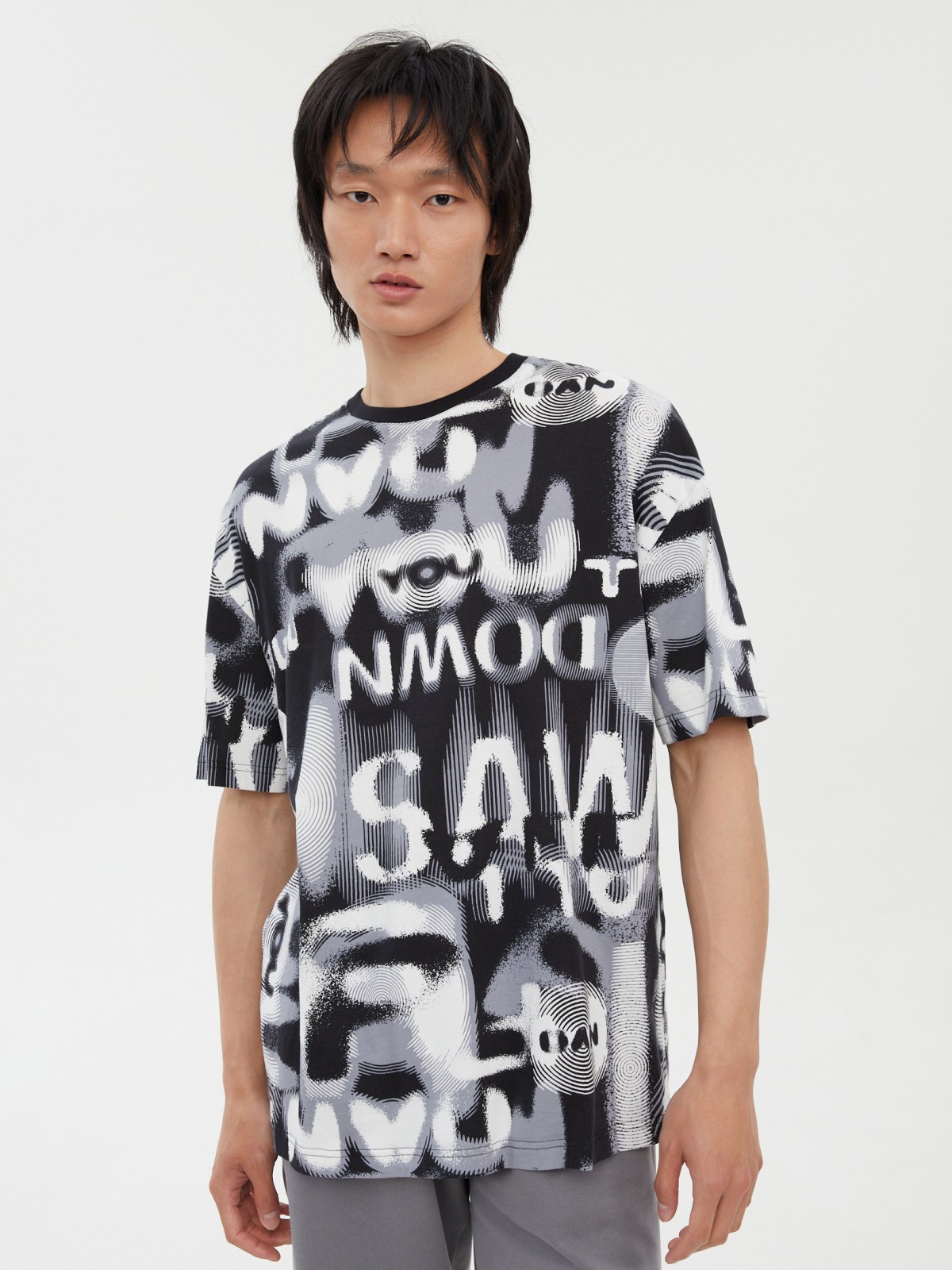 Футболка оверсайз из хлопка с принтом