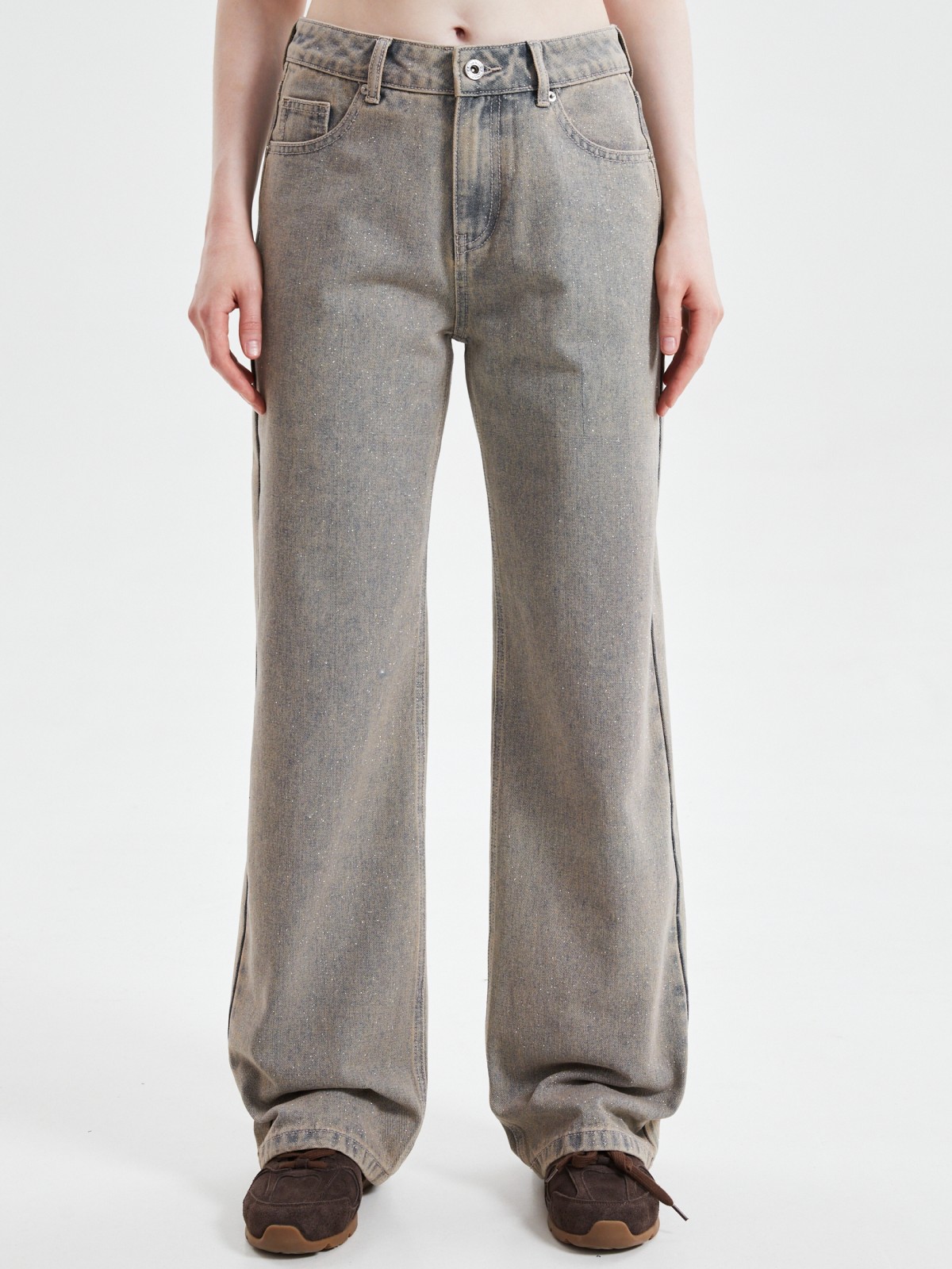 Джинсы прямого силуэта с блёстками