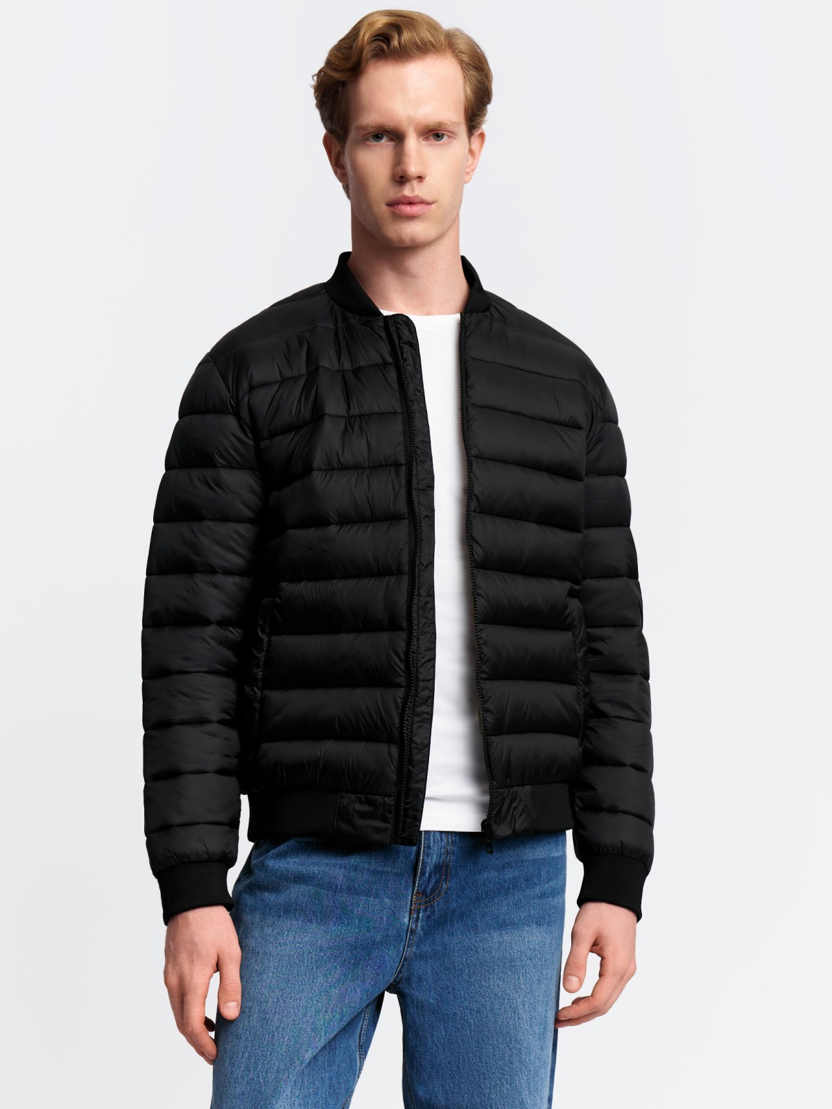 Тёплая стёганая куртка-бомбер с утеплителем