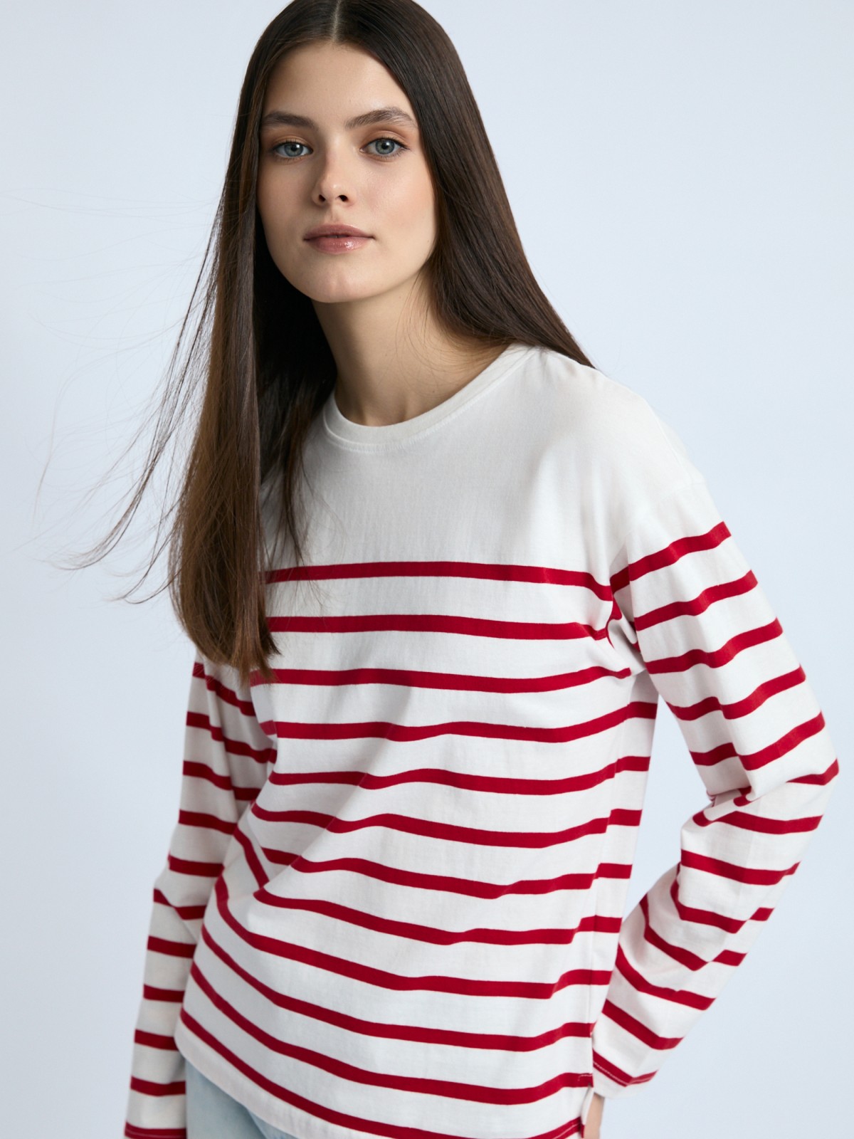 Лонгслив из хлопка в полоску