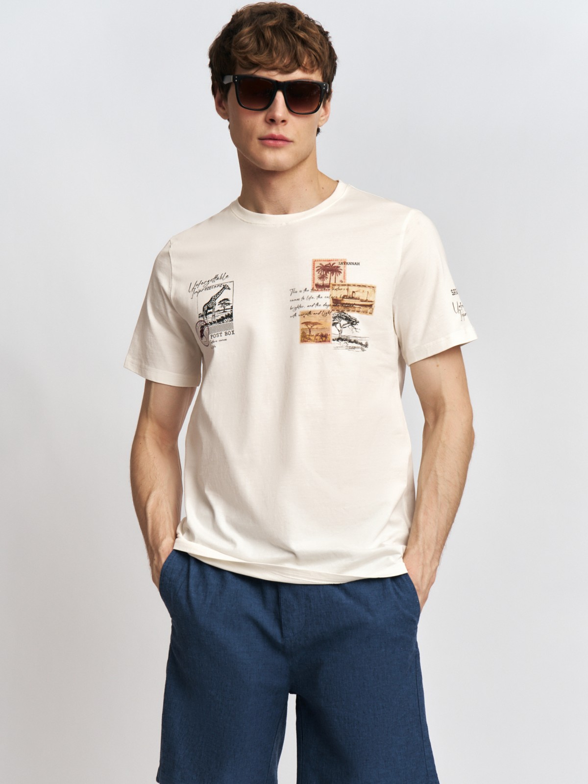 Удлинённые льняные шорты на резинке