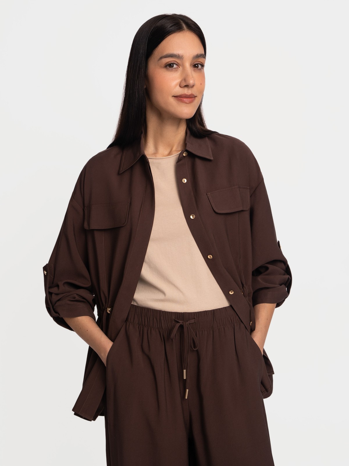 Рубашка с кулиской на талии