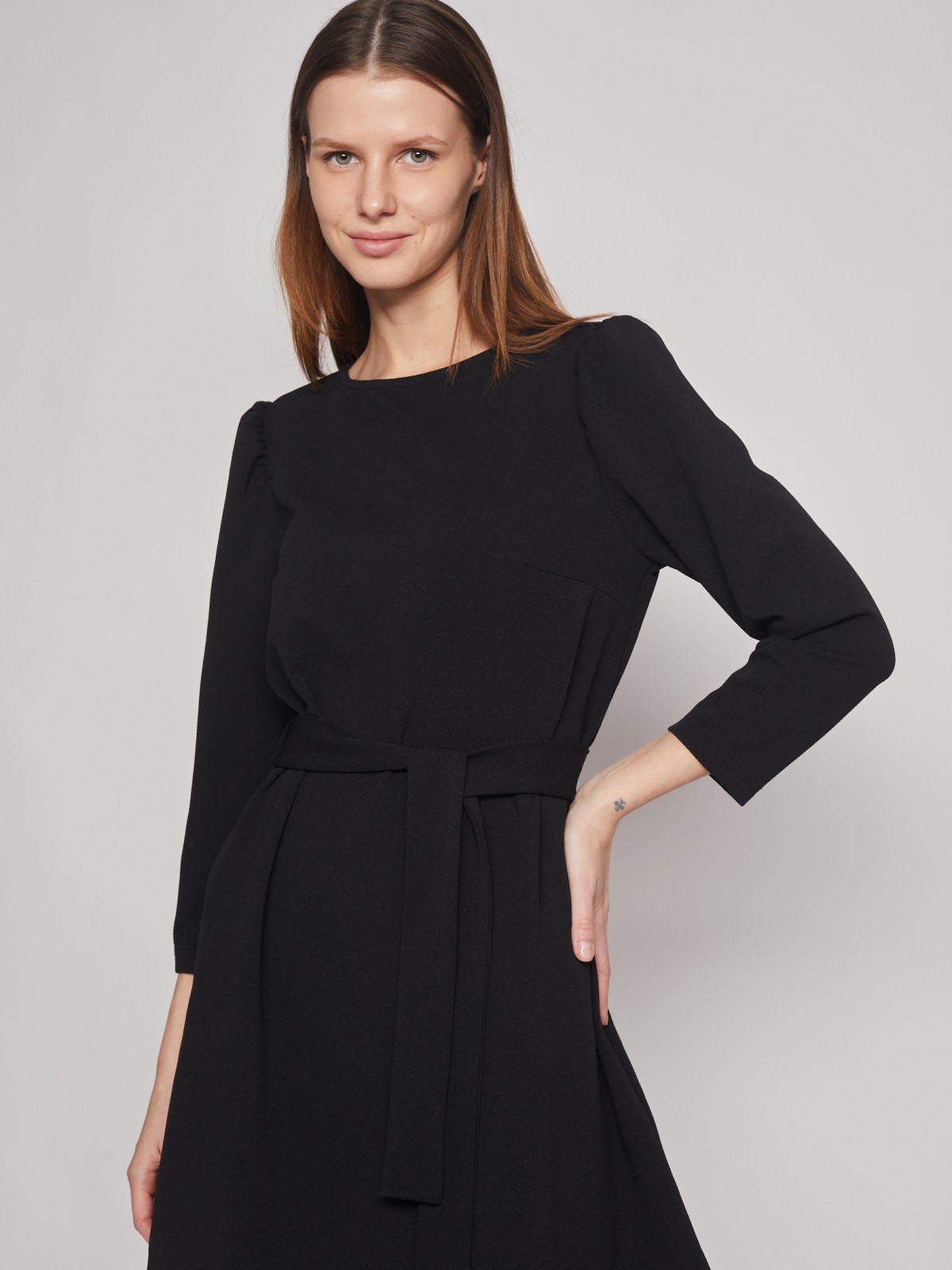 Платье длины мини с поясом zolla 22312819F221, цвет черный, размер XS - фото 5
