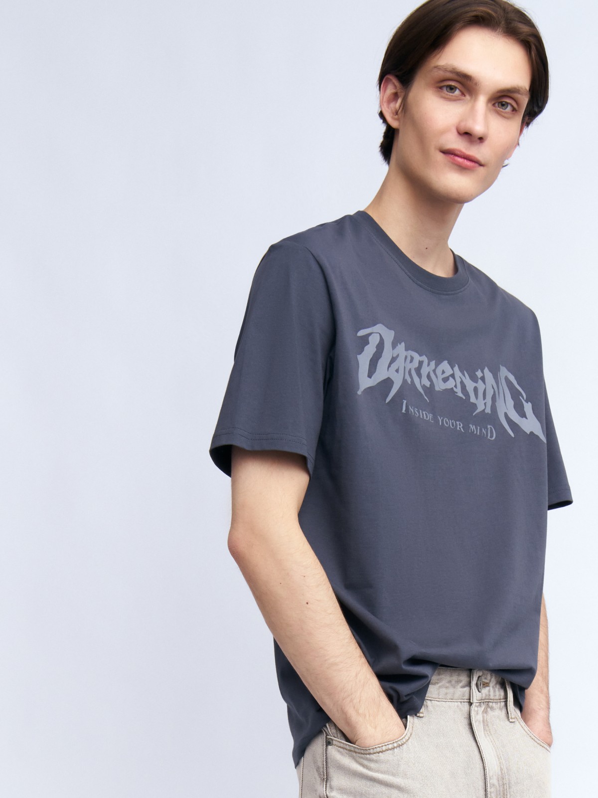 Футболка из хлопка с принтом-надписью