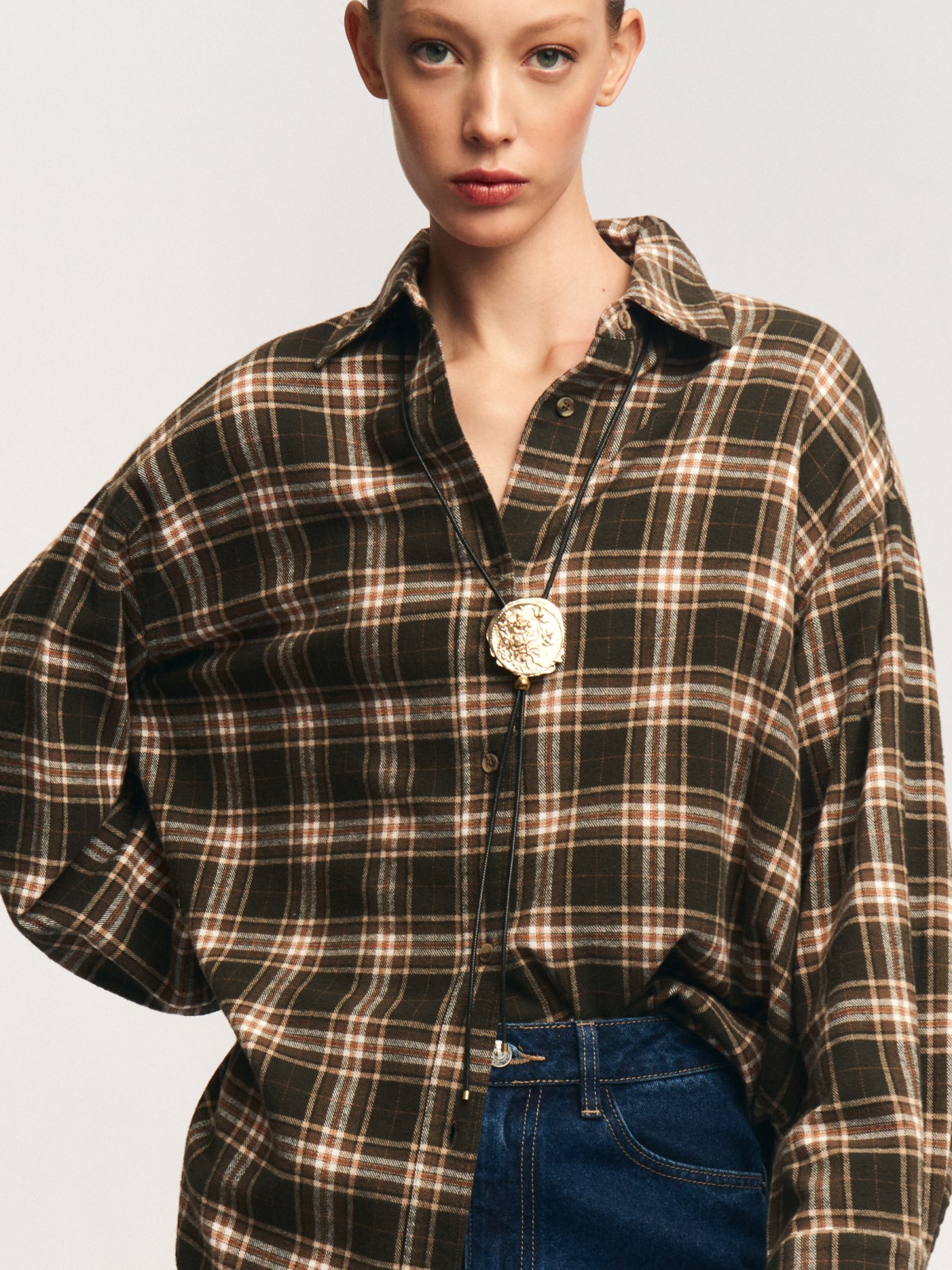 Фланелевая рубашка из хлопка в клетку