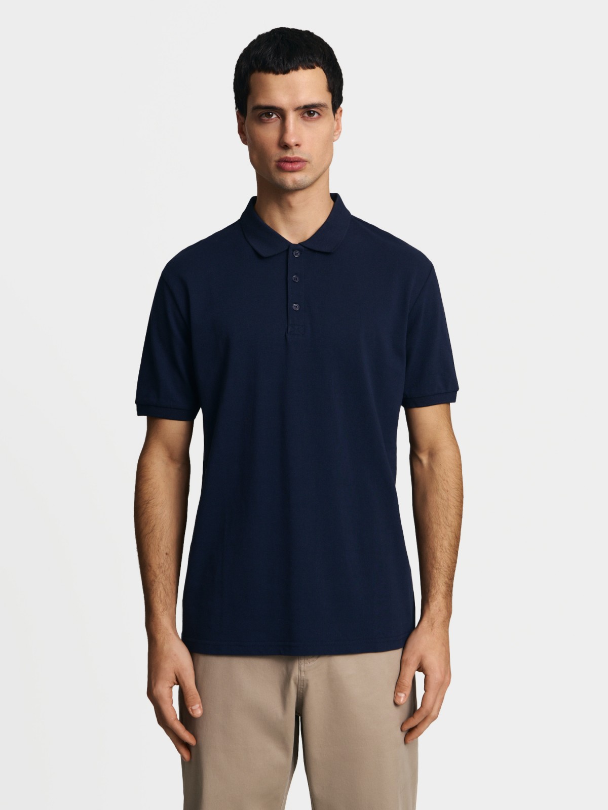 Футболка поло из хлопка однотонная