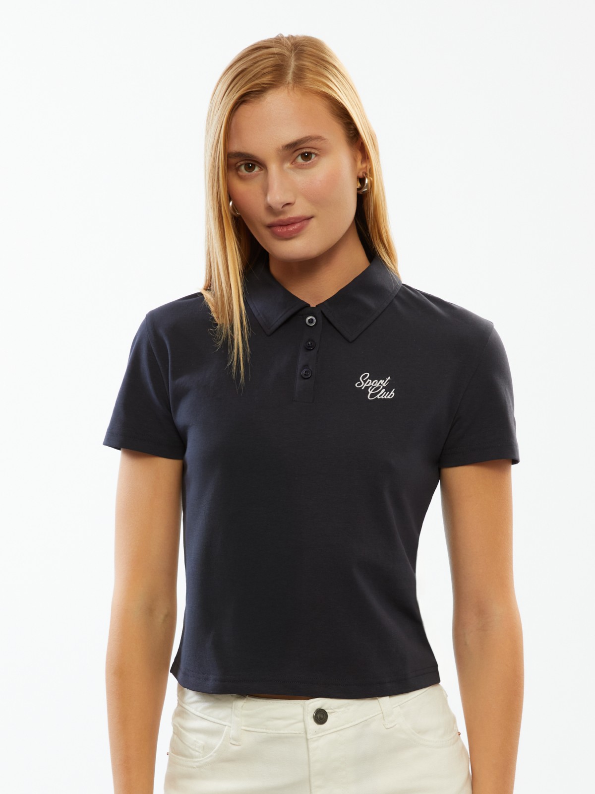 Футболка-топ поло из хлопка с воротником