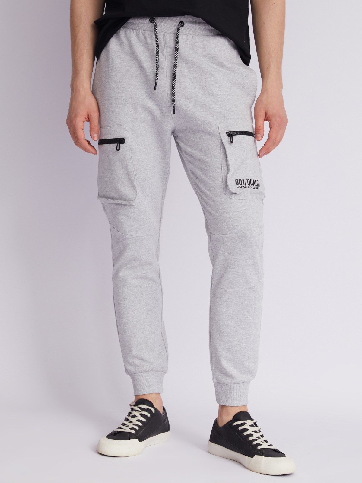 Трикотажные брюки-джоггеры с карманами карго zolla 21231768Q101, цвет серый, размер S - фото 2