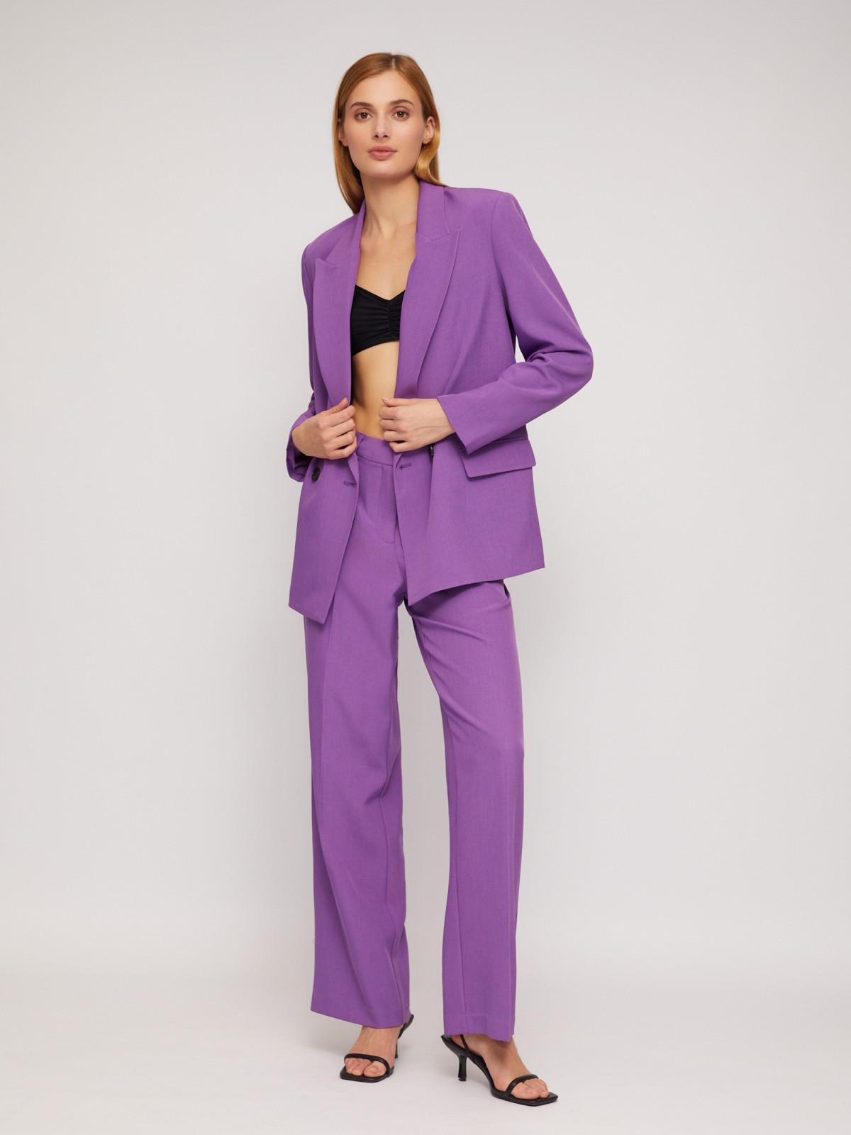 Классические прямые брюки со стрелками zolla 024247350063, цвет фиолетовый, размер XS