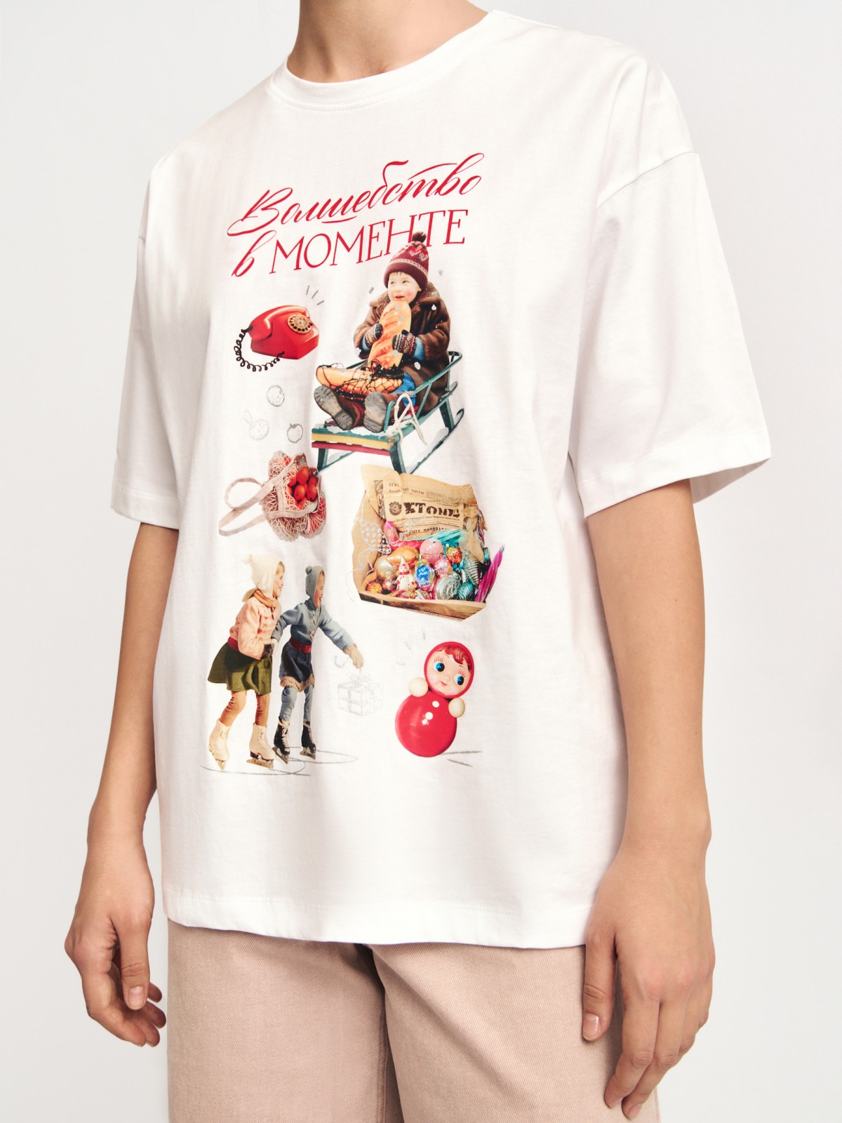 Футболка из хлопка с новогодним принтом