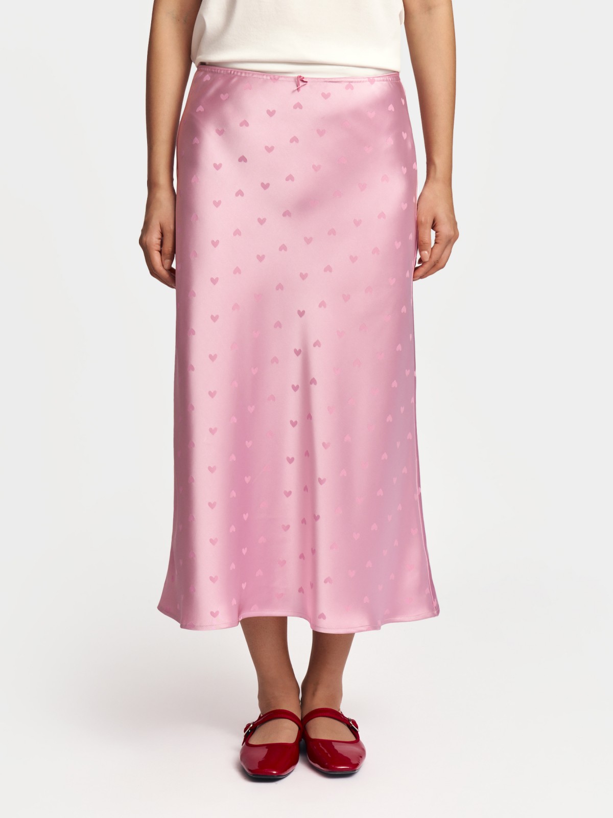 Атласная юбка миди на резинке