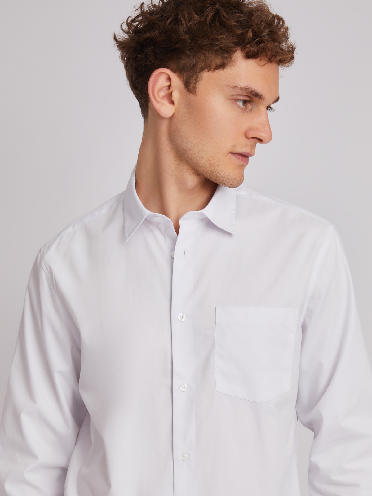 Офисная рубашка прямого силуэта с длинным рукавом zolla 01332217Y012, цвет белый, размер XS - фото 4