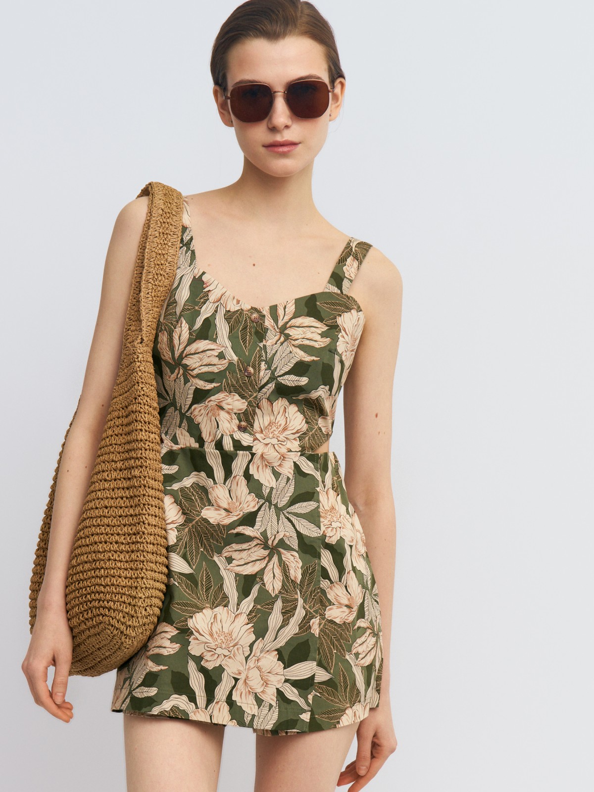 Комбинезон из хлопка с юбкой-шортами