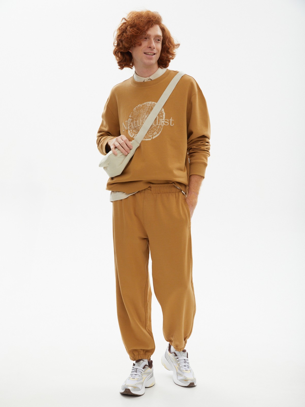 Свитшот из хлопка с принтом-надписью