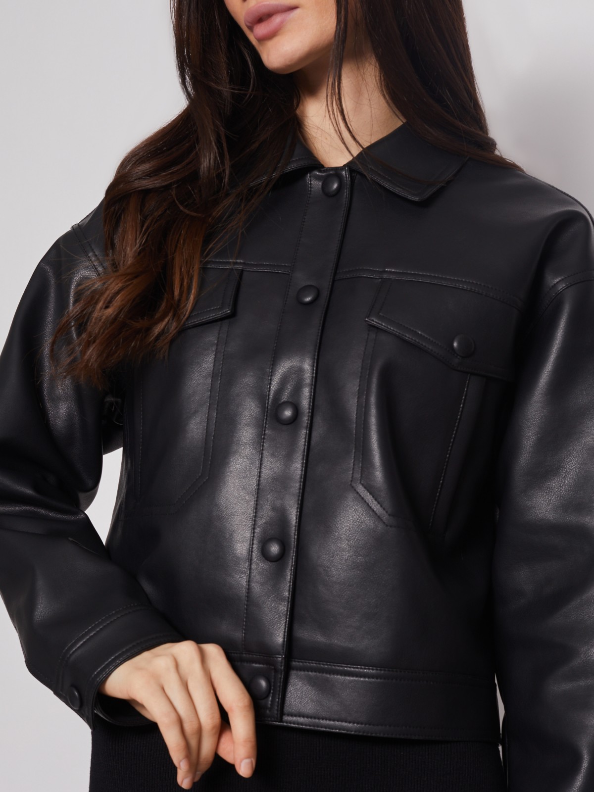 Куртка из искусственной кожи zolla 022215P02034, цвет черный, размер XS - фото 5
