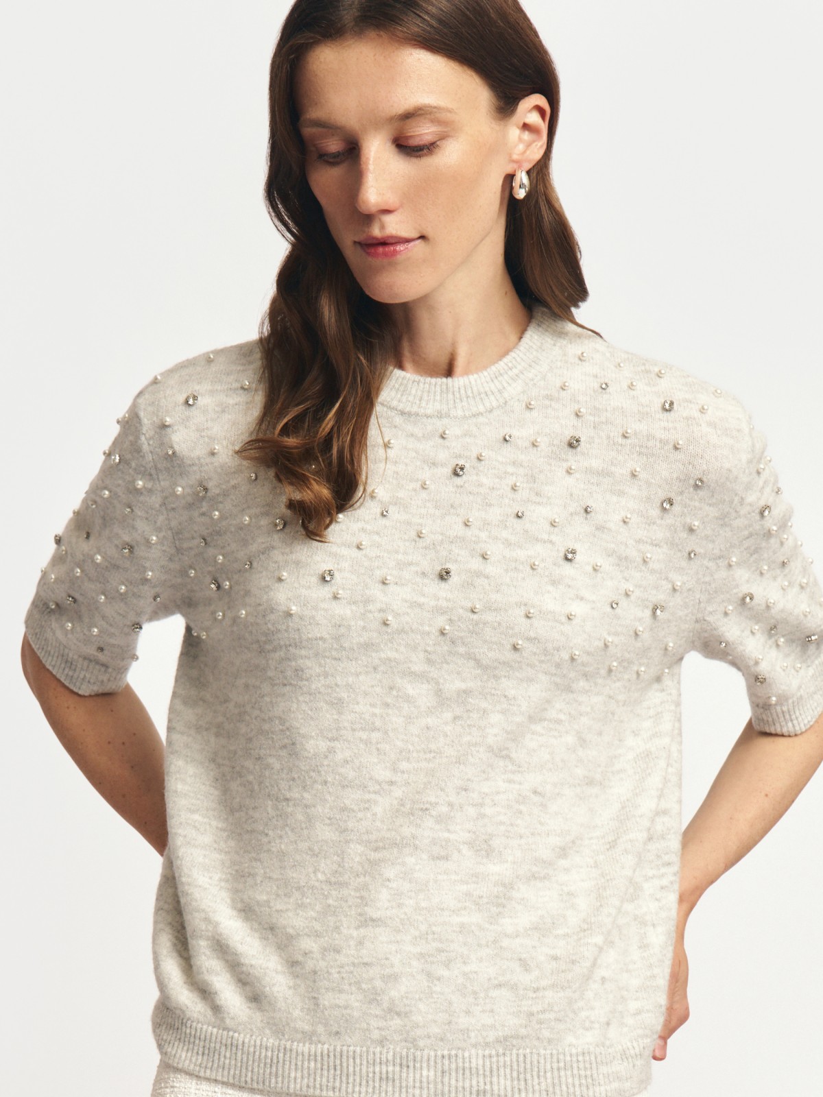 Вязаный джемпер с шерстью и декором