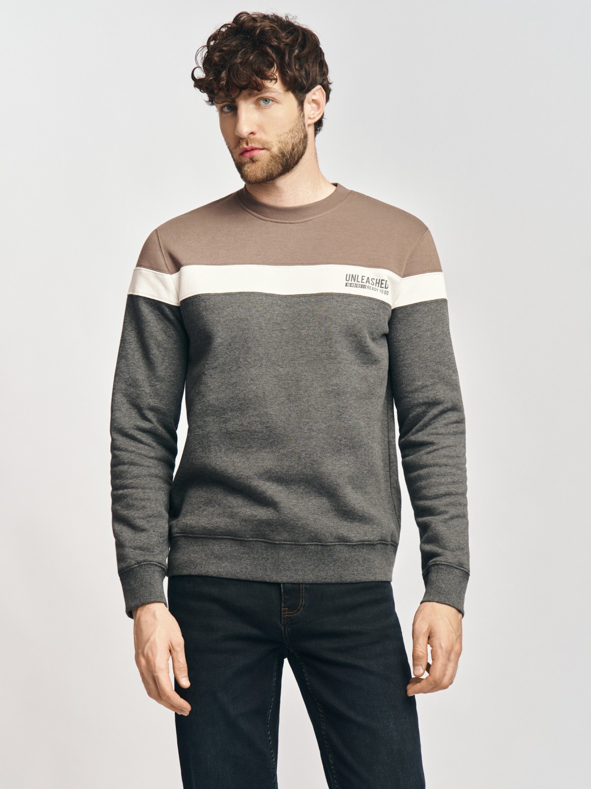 Утеплённый свитшот прямого кроя с начёсом