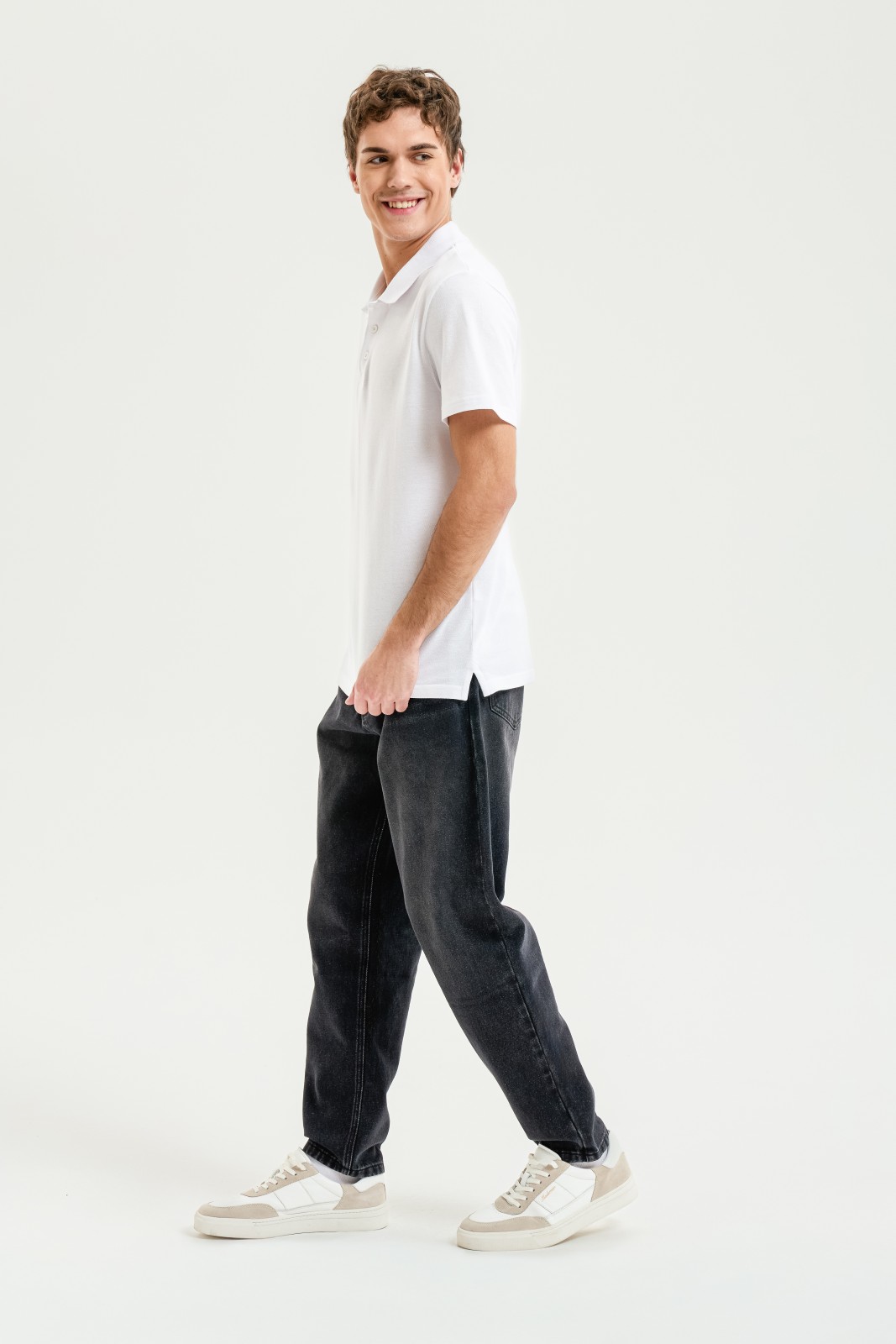 Футболка поло из хлопка однотонная