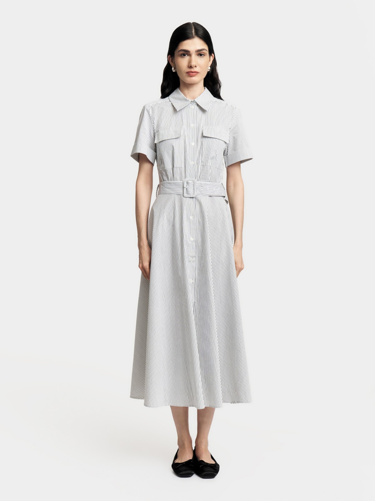 Платье-рубашка миди с поясом