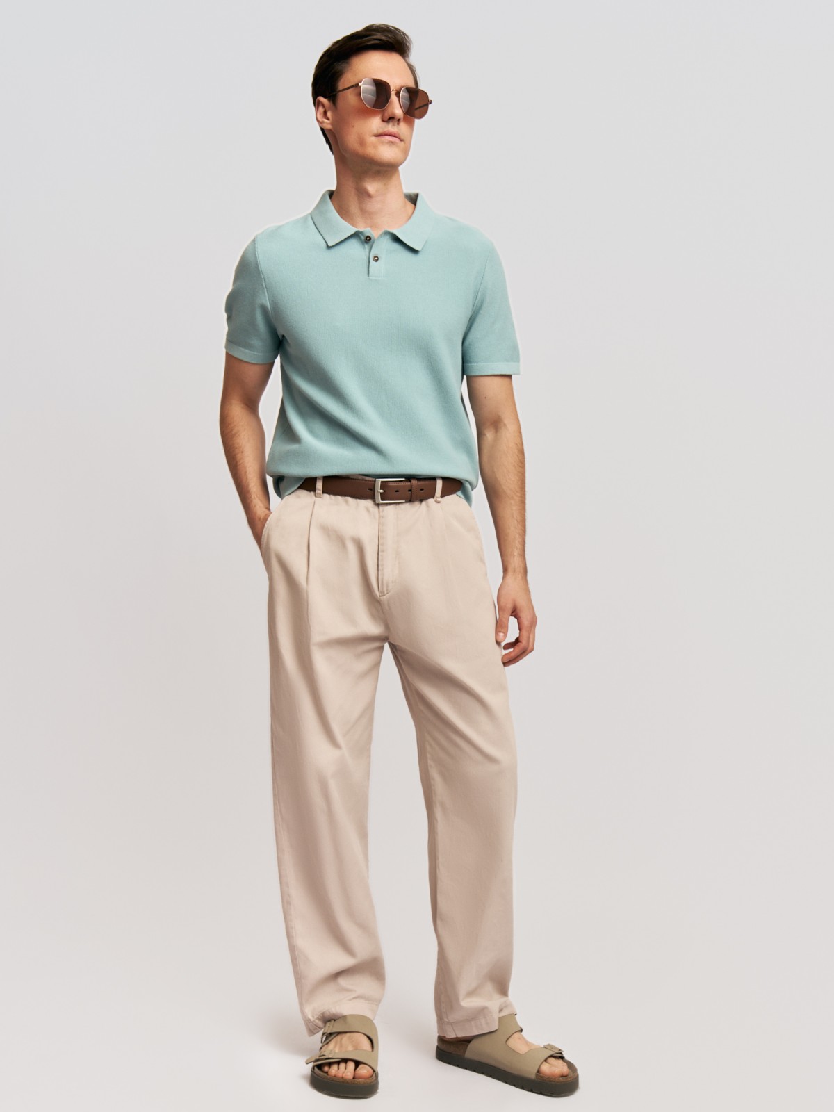 Футболка поло из вязаного трикотажа