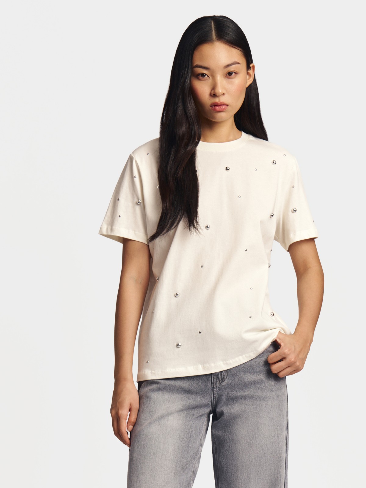 Футболка оверсайз из хлопка с декором