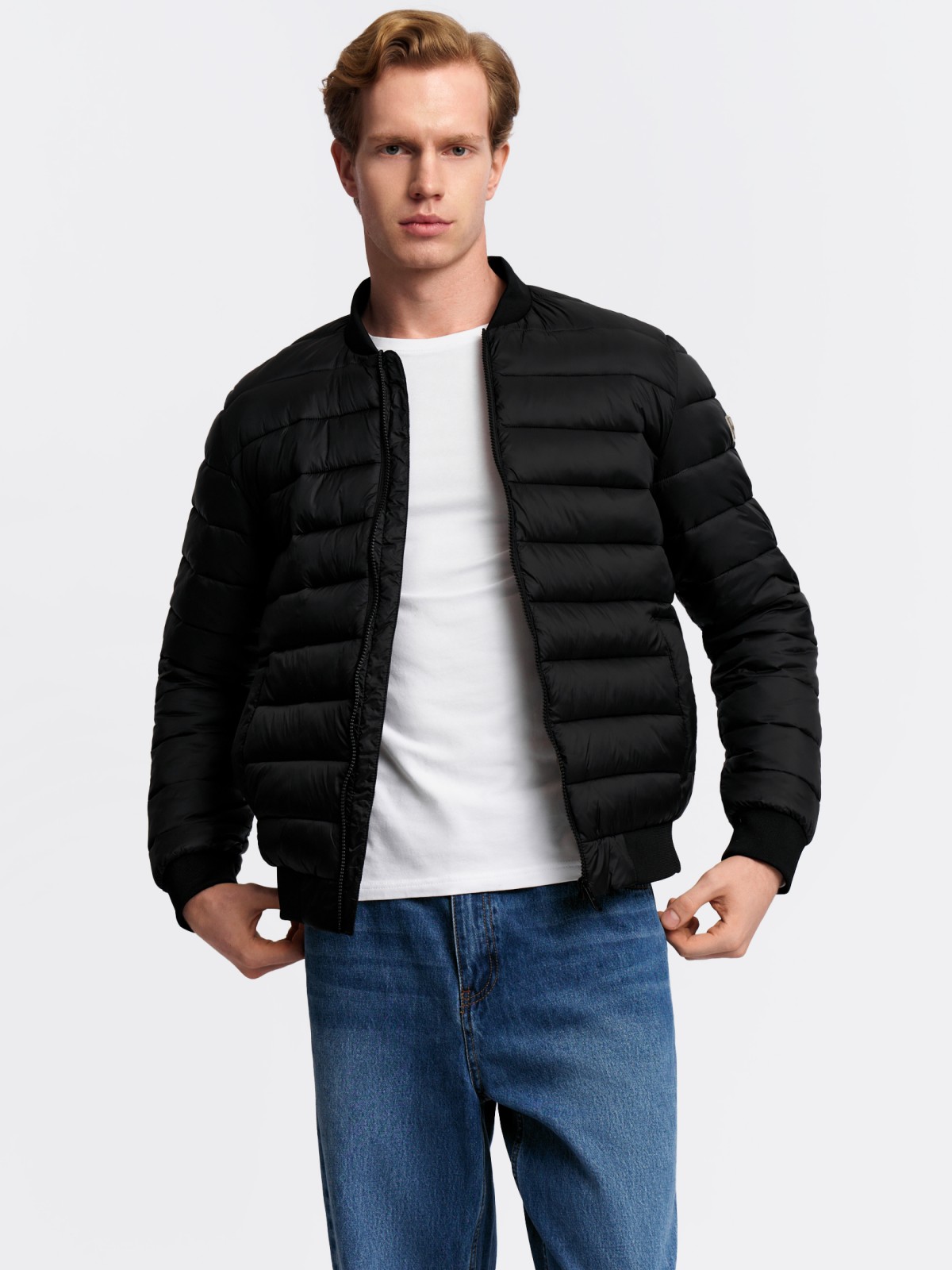 Тёплая стёганая куртка-бомбер с утеплителем