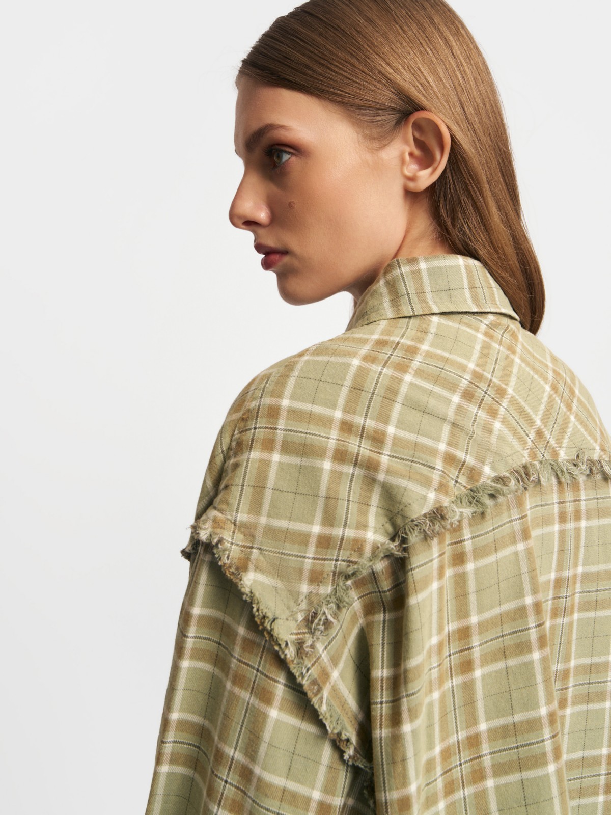 Верхняя рубашка оверсайз из фланели в клетку