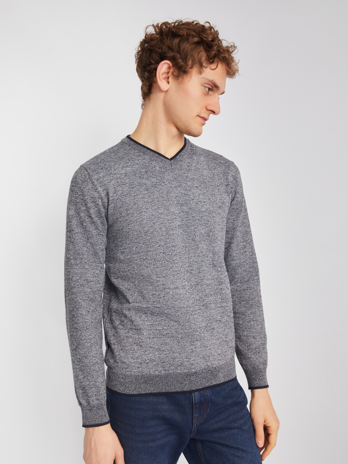 Тонкий трикотажный пуловер с длинным рукавом zolla 014116101082, цвет темно-серый, размер M - фото 5