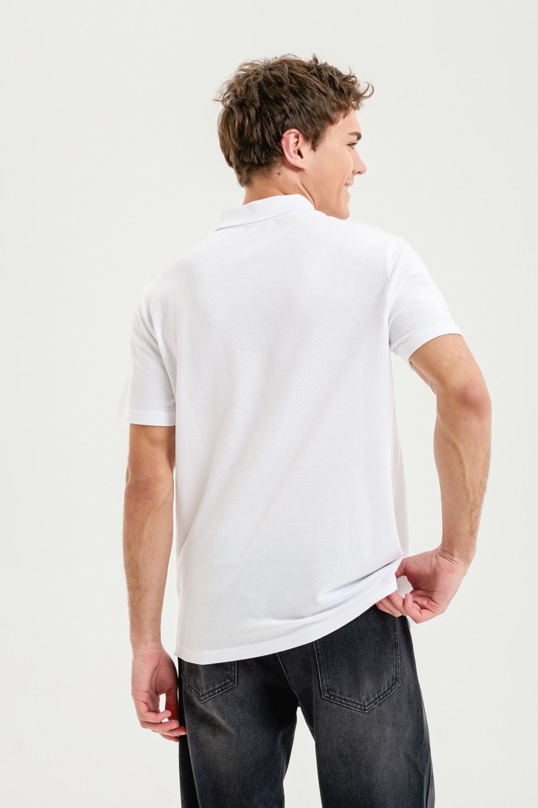 Футболка поло из хлопка однотонная