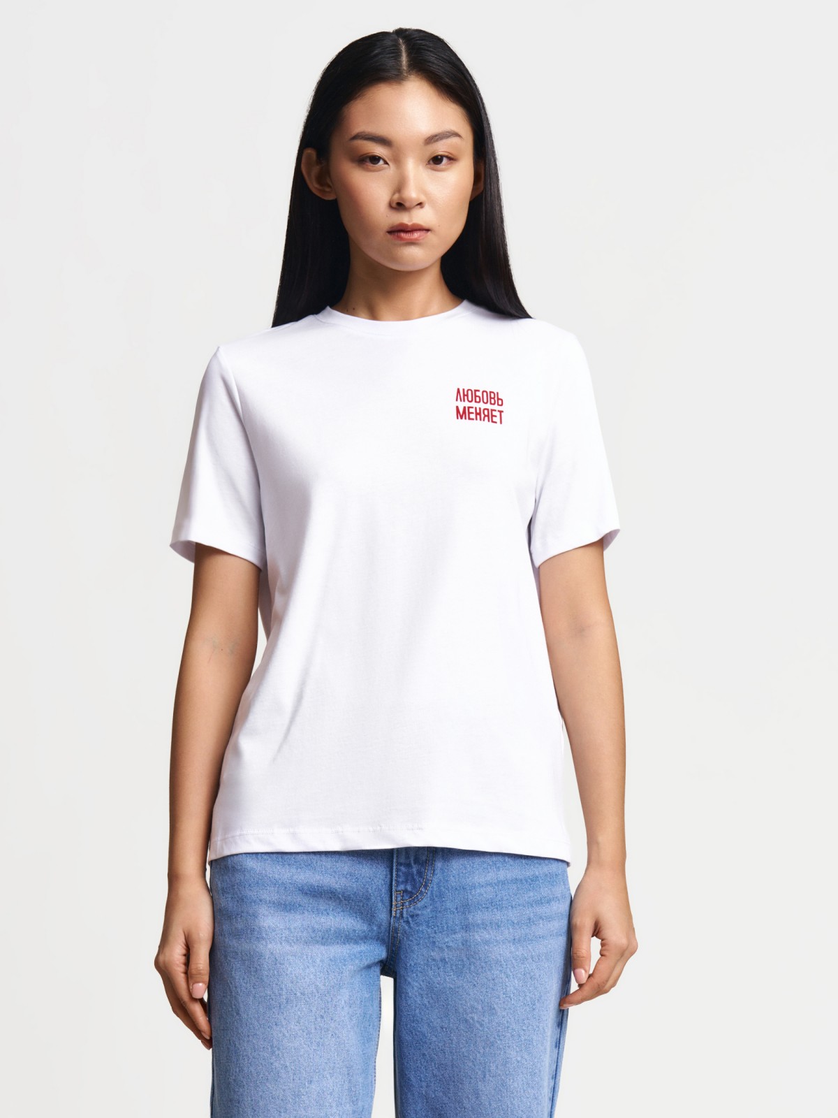 Трикотажная футболка из хлопка с надписью