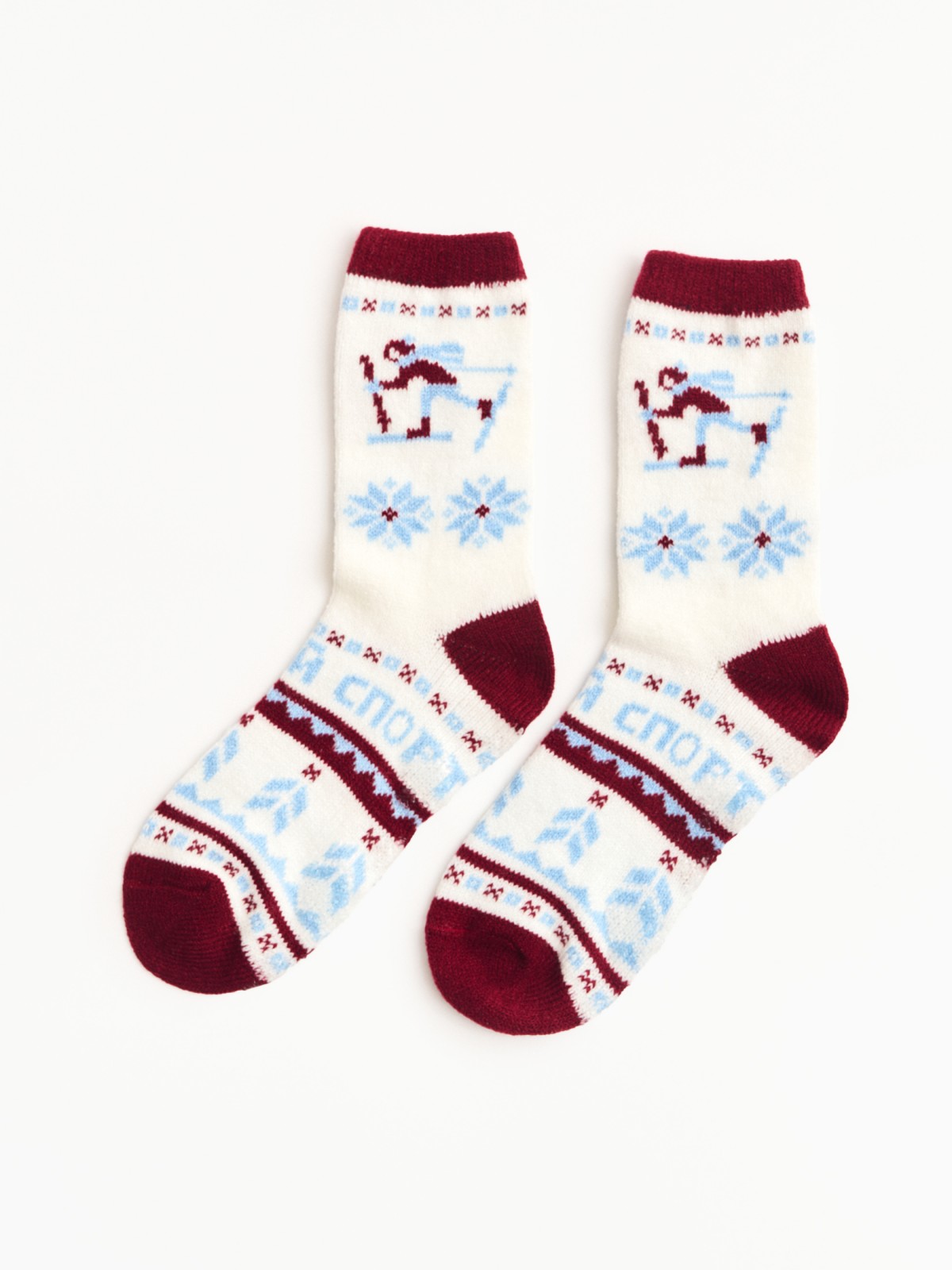 Тёплые вязаные носки с зимним узором 399₽