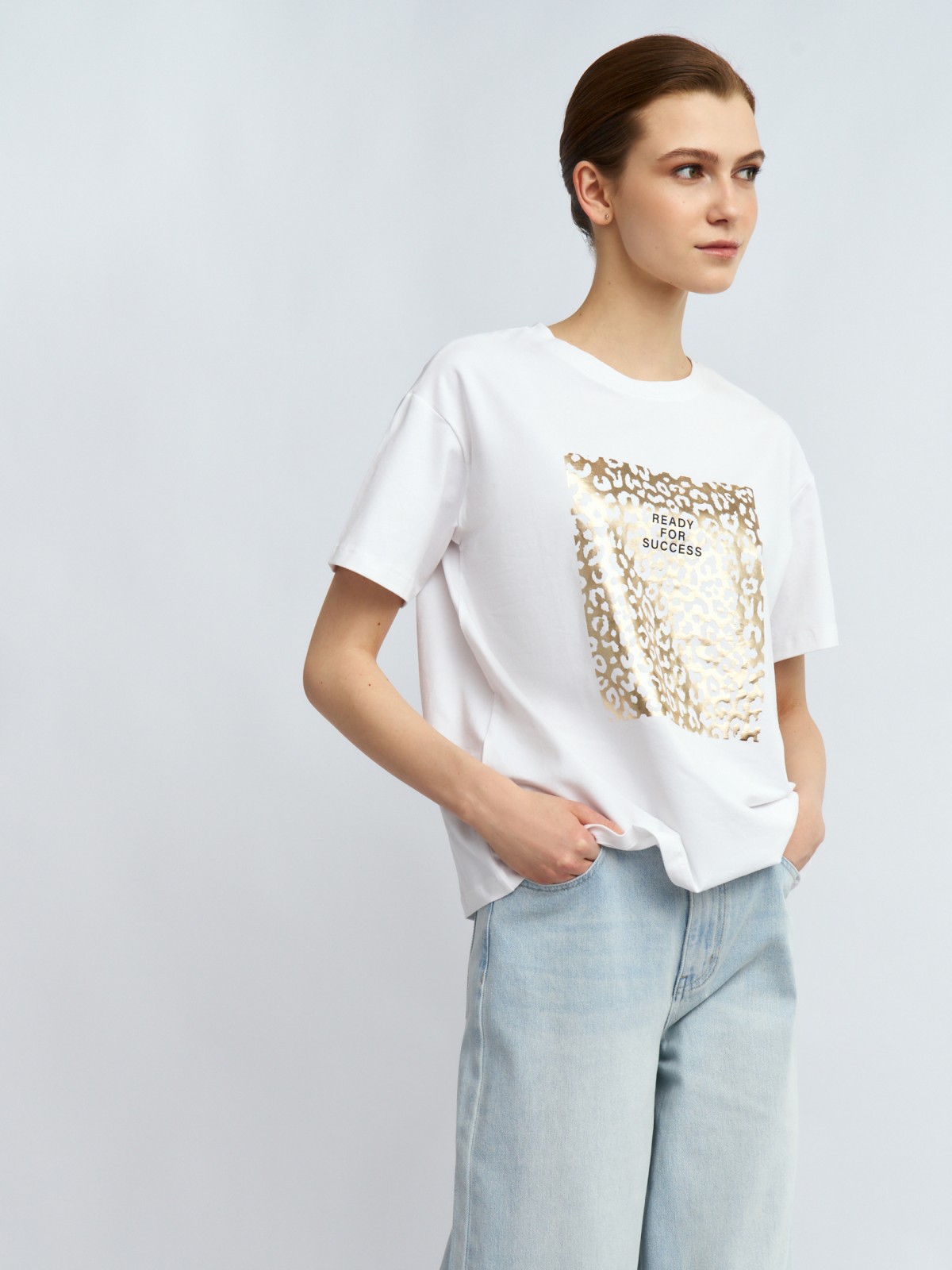 Футболка из хлопка с леопардовым принтом