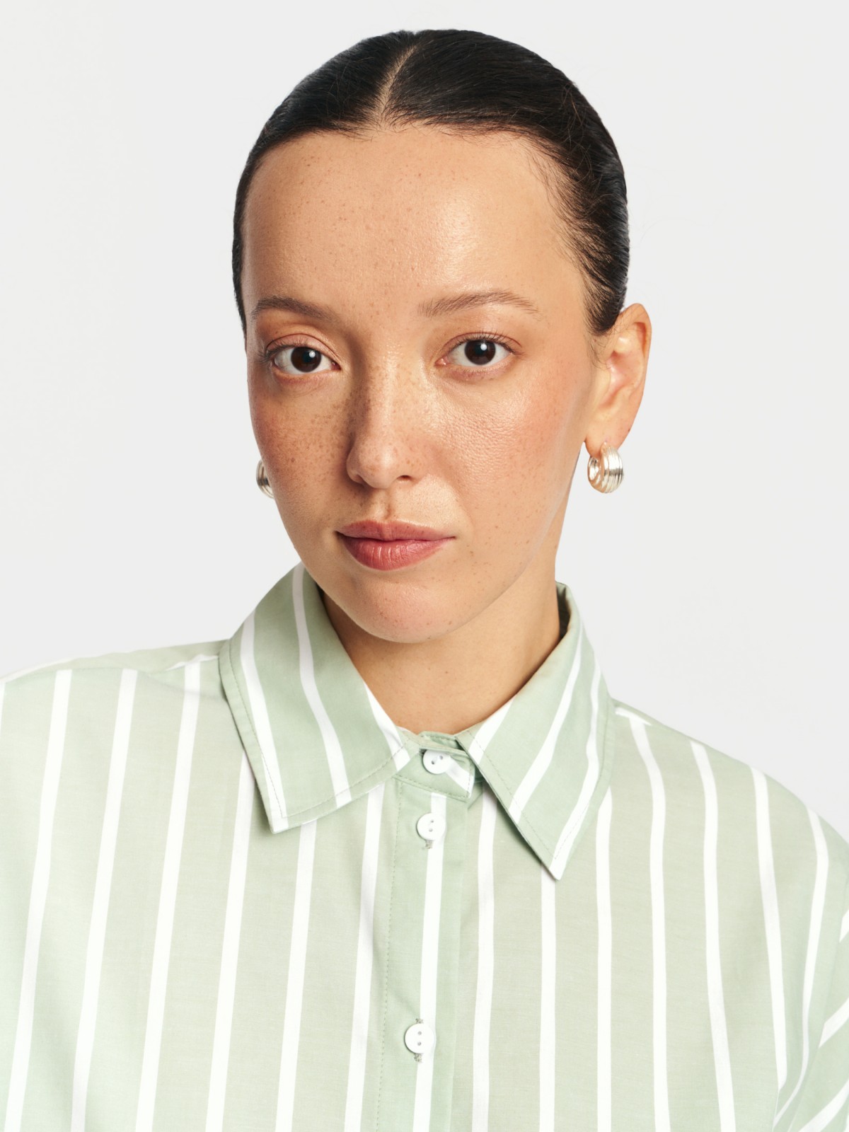 Рубашка оверсайз из хлопка в полоску