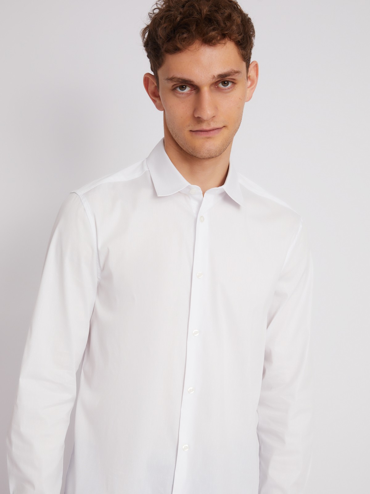 Офисная рубашка прилегающего силуэта из эластичного материала zolla 013322162032, цвет белый, размер XS - фото 4