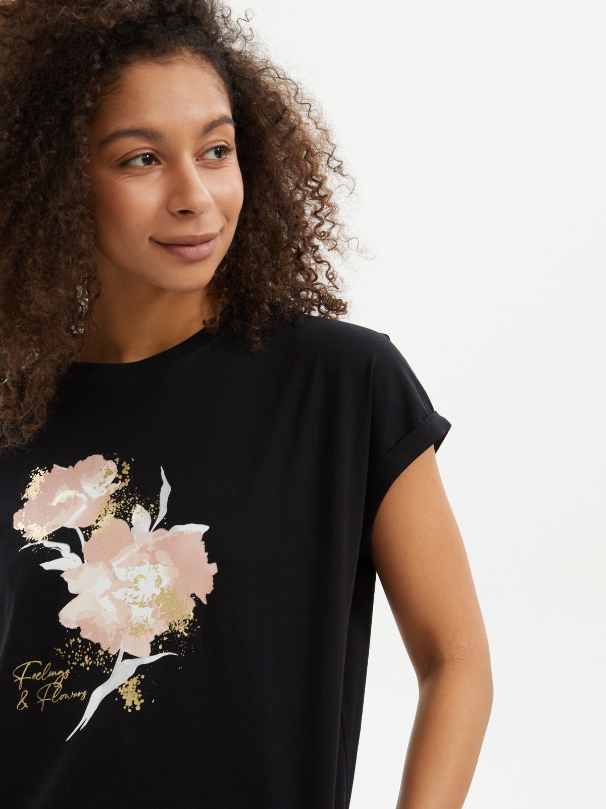 Футболка из хлопка с коротким рукавом и принтом