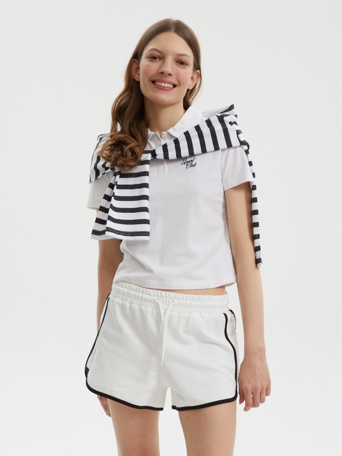 Футболка-топ поло из хлопка с воротником