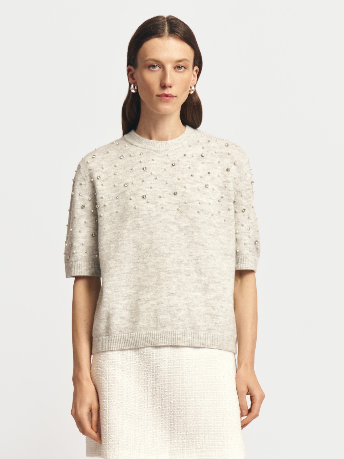 Вязаный джемпер с шерстью и декором